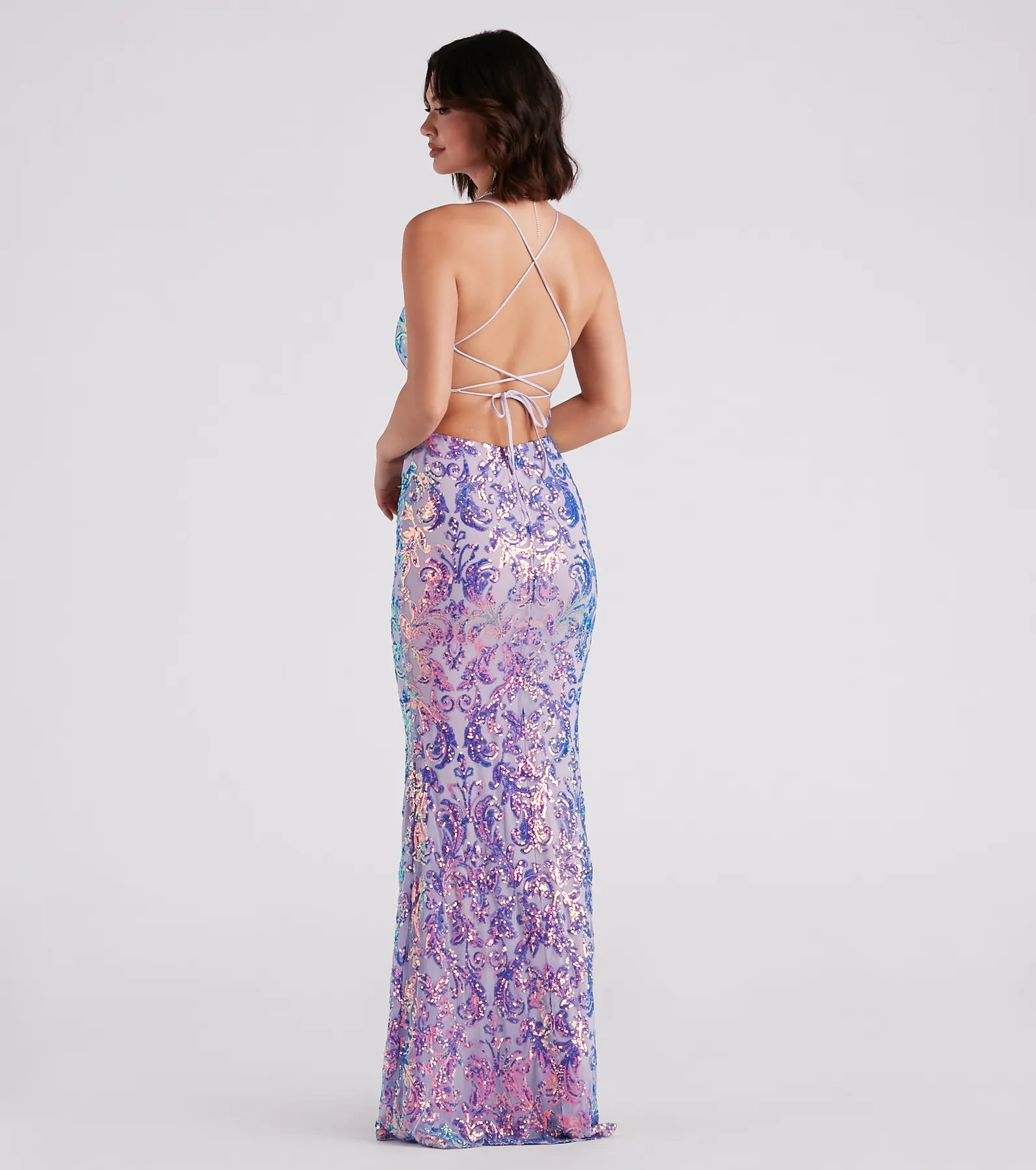 Taisia Formal Sequin Scroll Dress