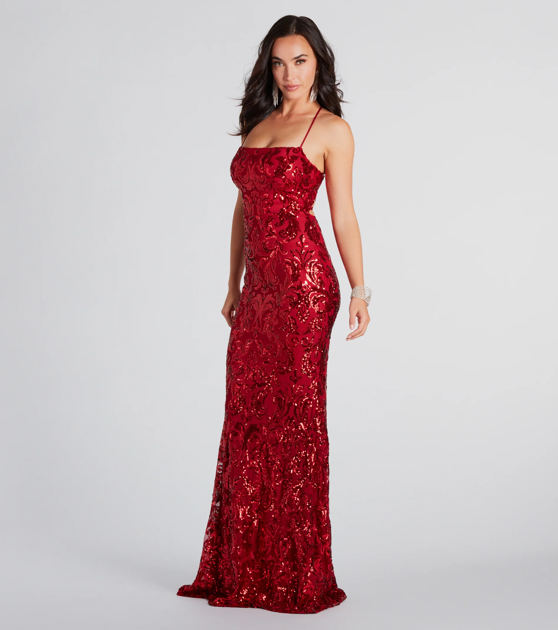 Lacie Formal Sequin Lace-Up Mermaid Dress