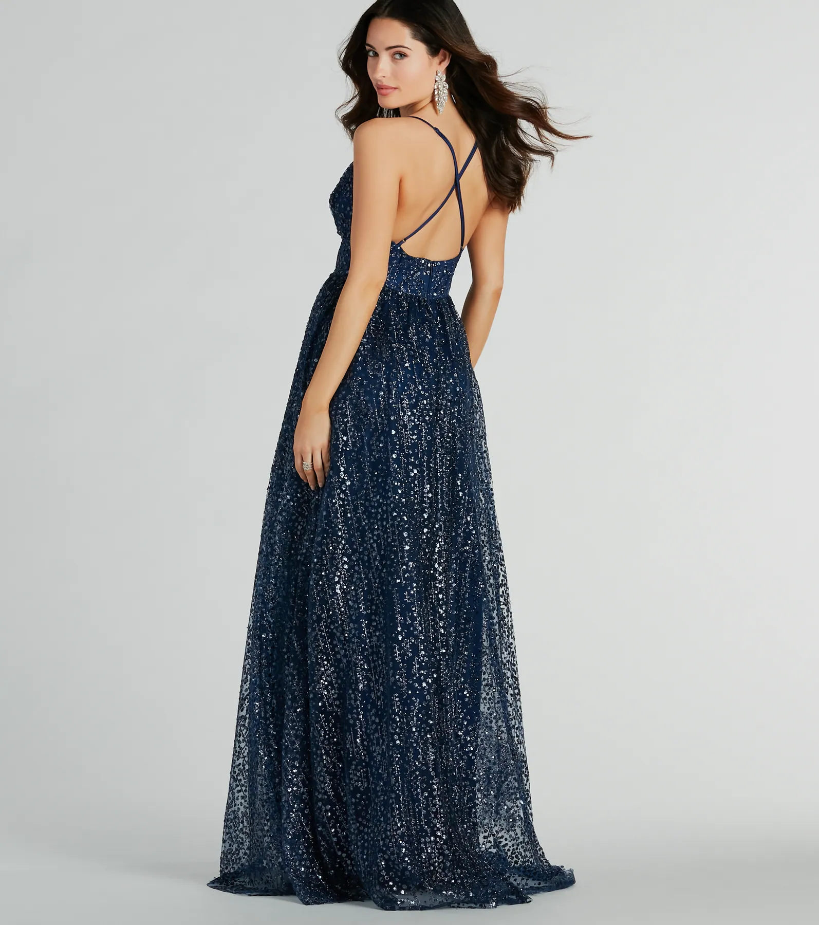 Stacy Glitter Sequin Tulle Ball Gown