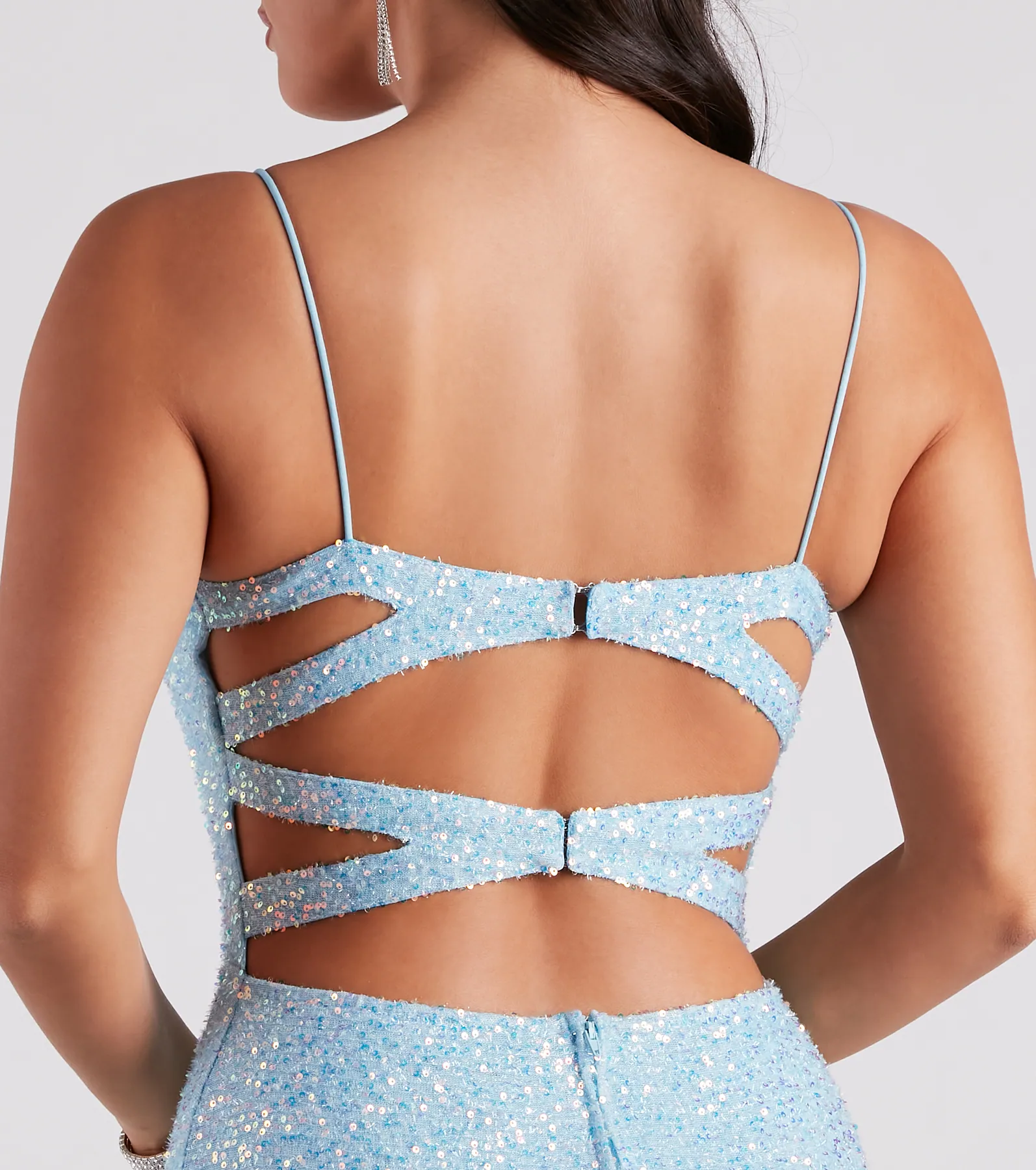 Jackie Formal Sequin Open Back Dress