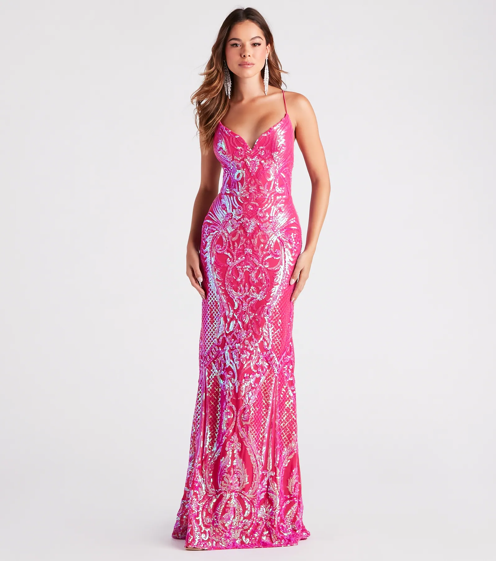 Camren Formal Sequin Strappy Mermaid Dress