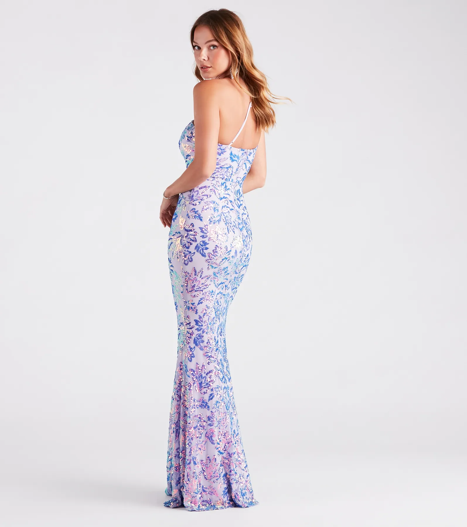 Meredith One-Shoulder Sequin Formal Dress