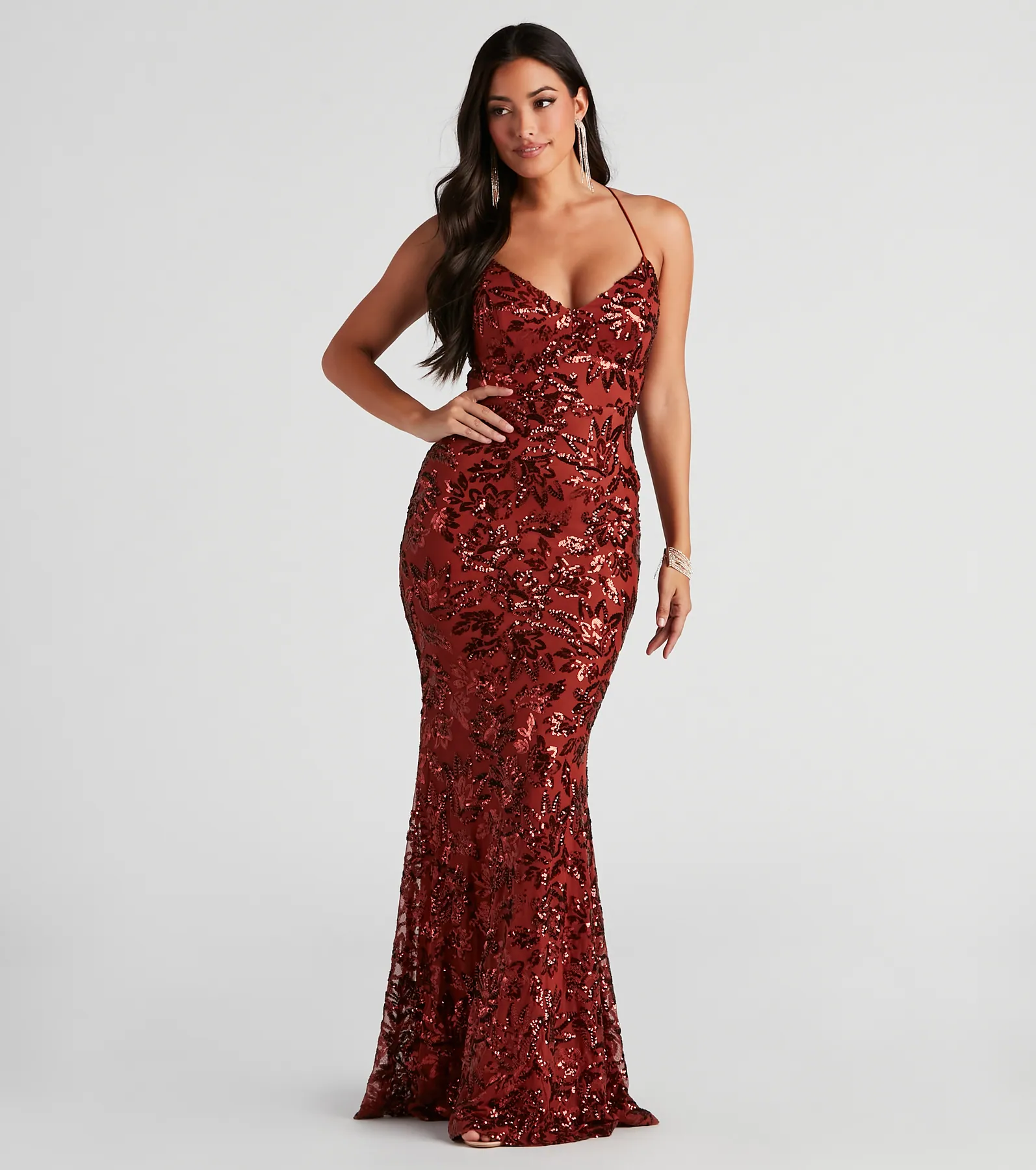 Marleigh Formal Sequin Scroll Dress