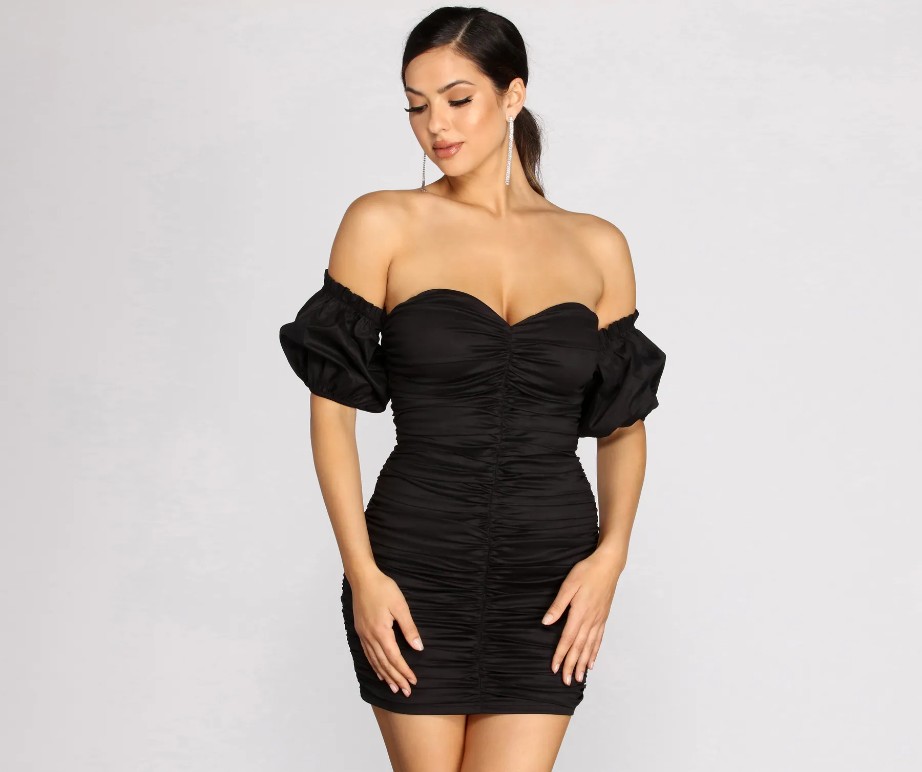 Major Sweetheart Ruched Mini Dress
