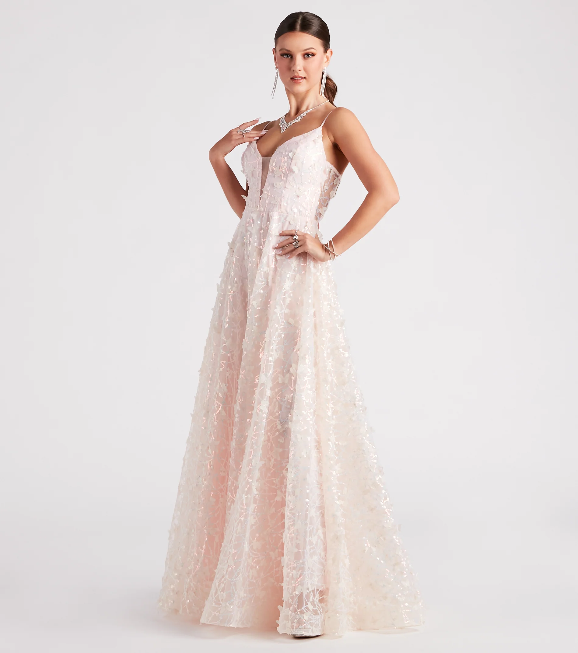 Kallie Butterfly Mesh A-Line Ball Gown