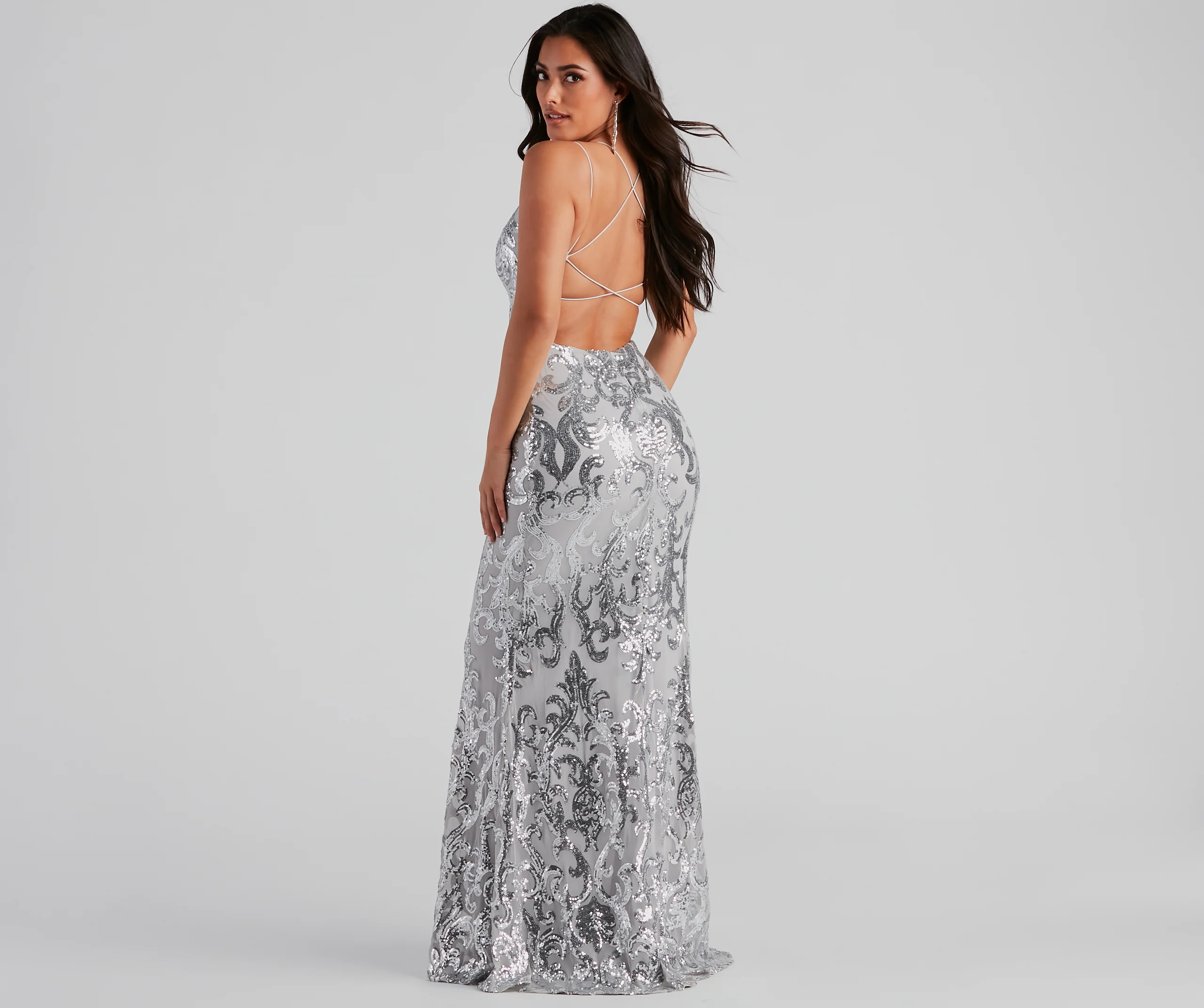 Lila Formal Open-Back Sequin Mermaid Dress