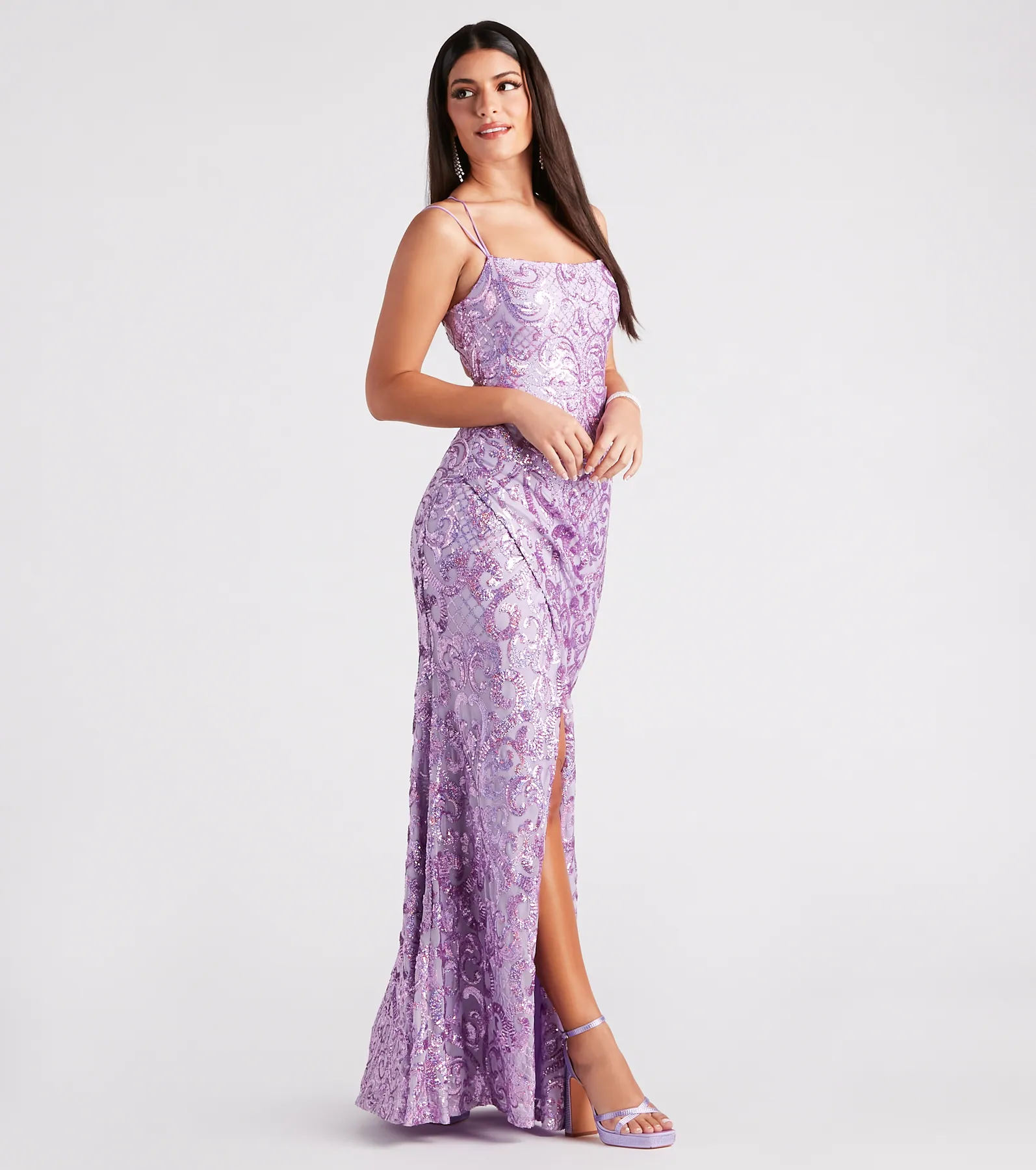 Violet Formal Glitter Sequin Mermaid Dress
