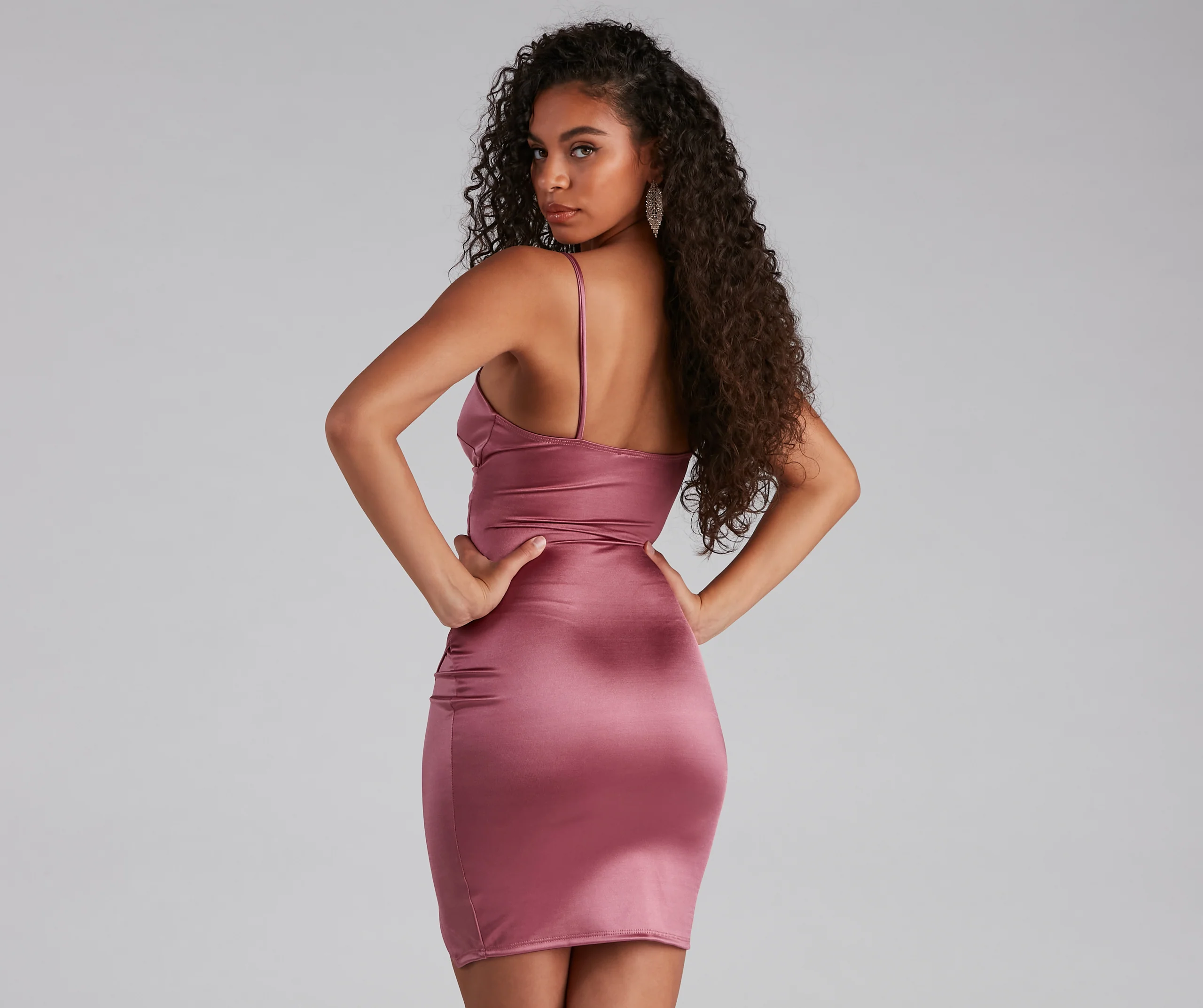 Wrapped In Sleek Satin Mini Dress