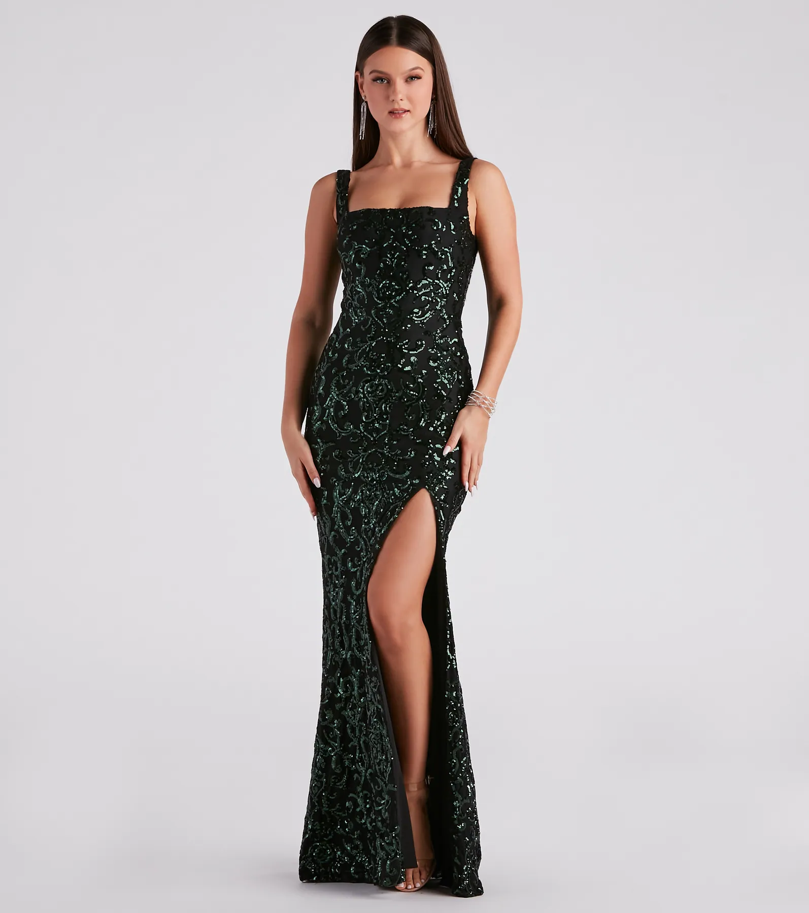 Jovie Formal Sequin Slit Mermaid Long Dress