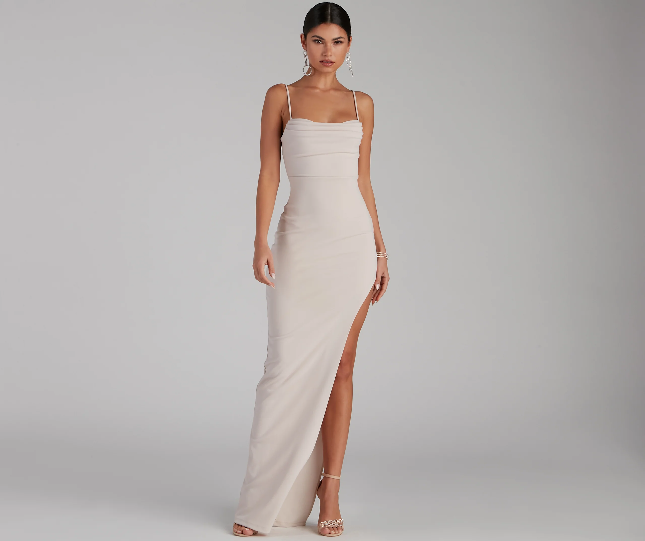 Lola High Slit Crepe Dress