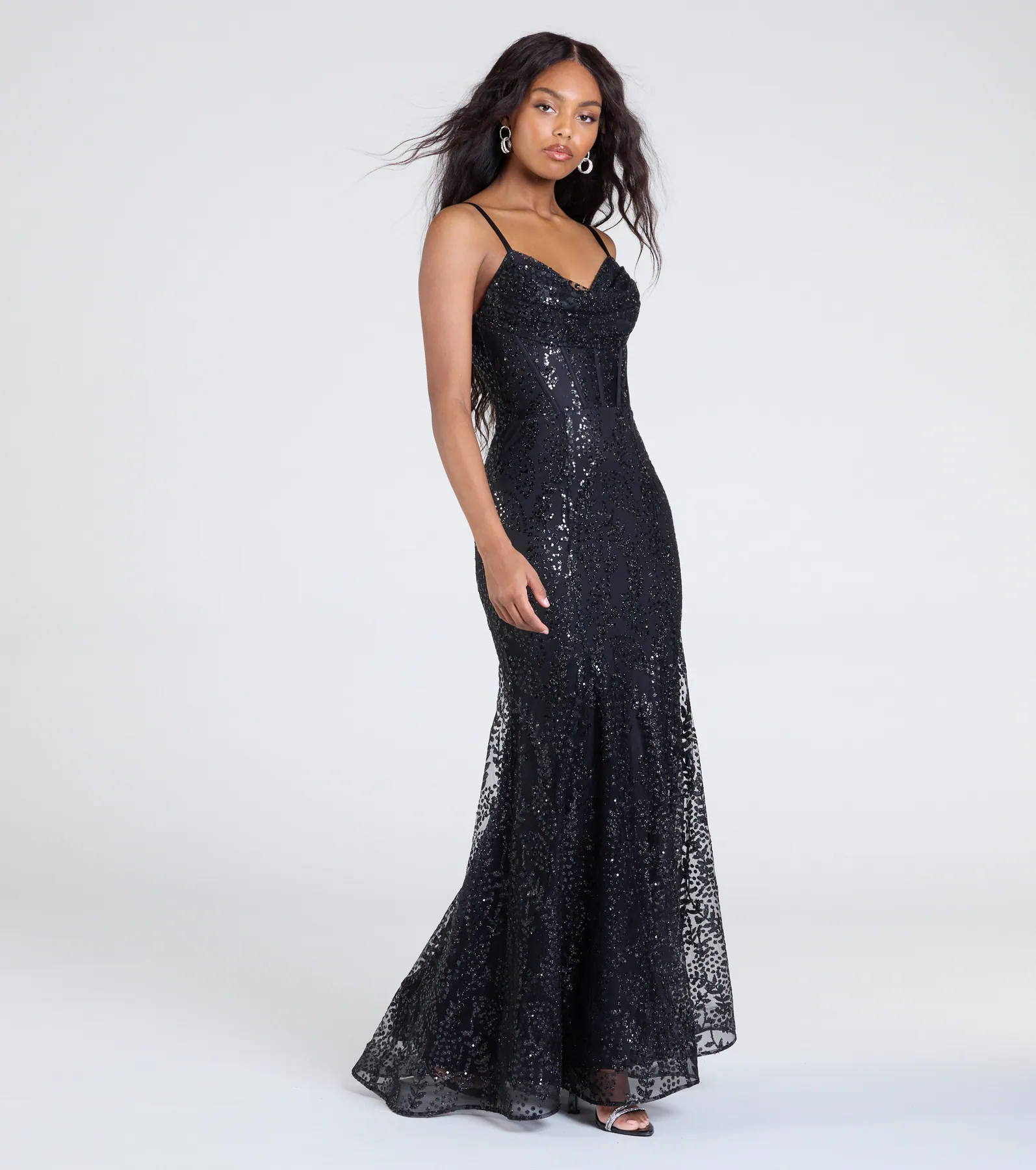 Anna Bustier Mermaid Glitter Sequin Formal Dress