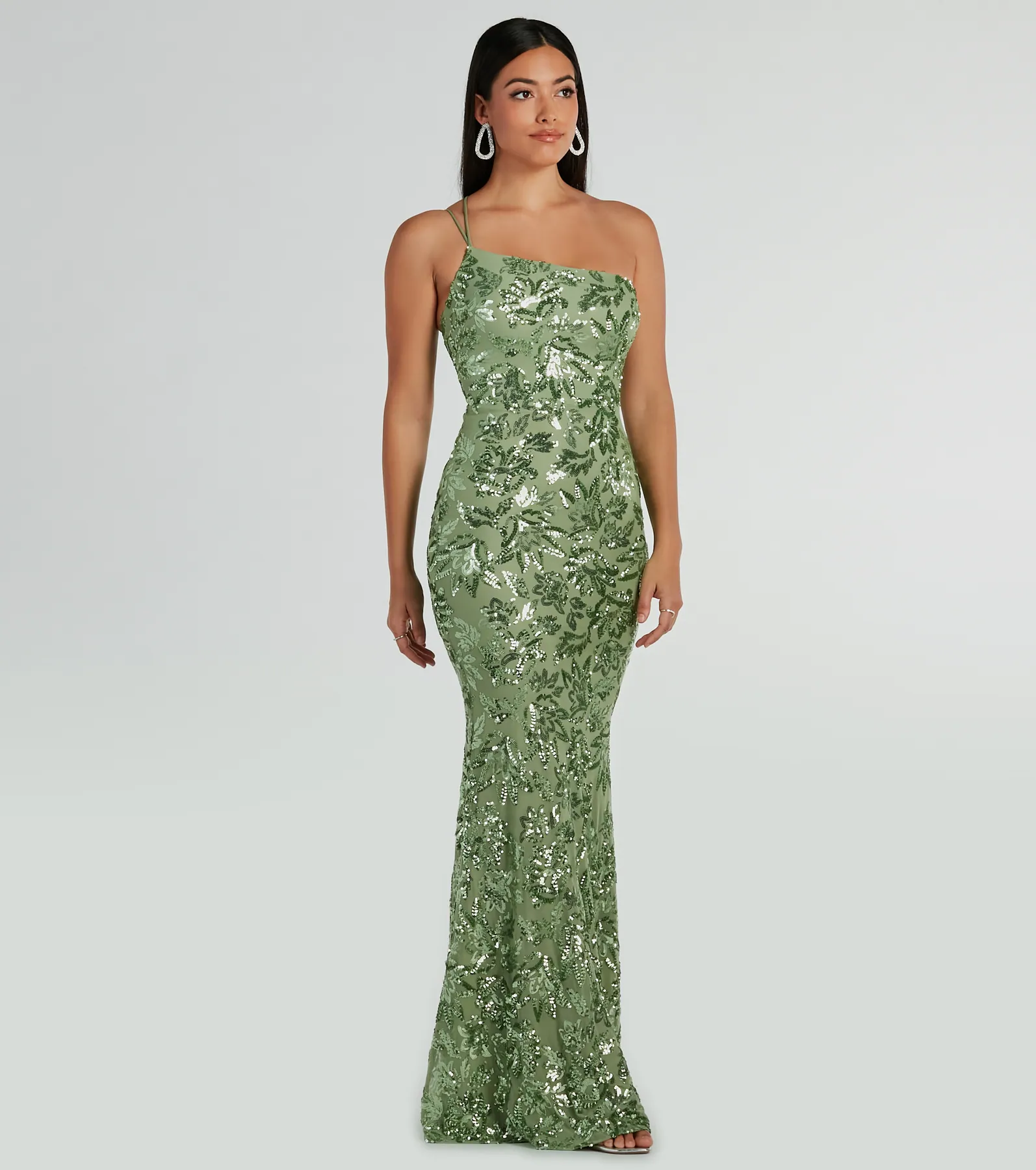 Meredith One-Shoulder Sequin Formal Dress