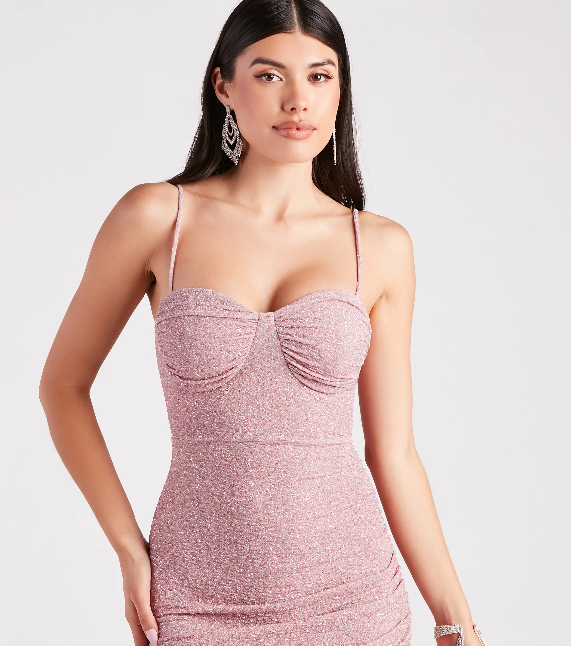 Ignite A Spark Glitter Slit Midi Dress