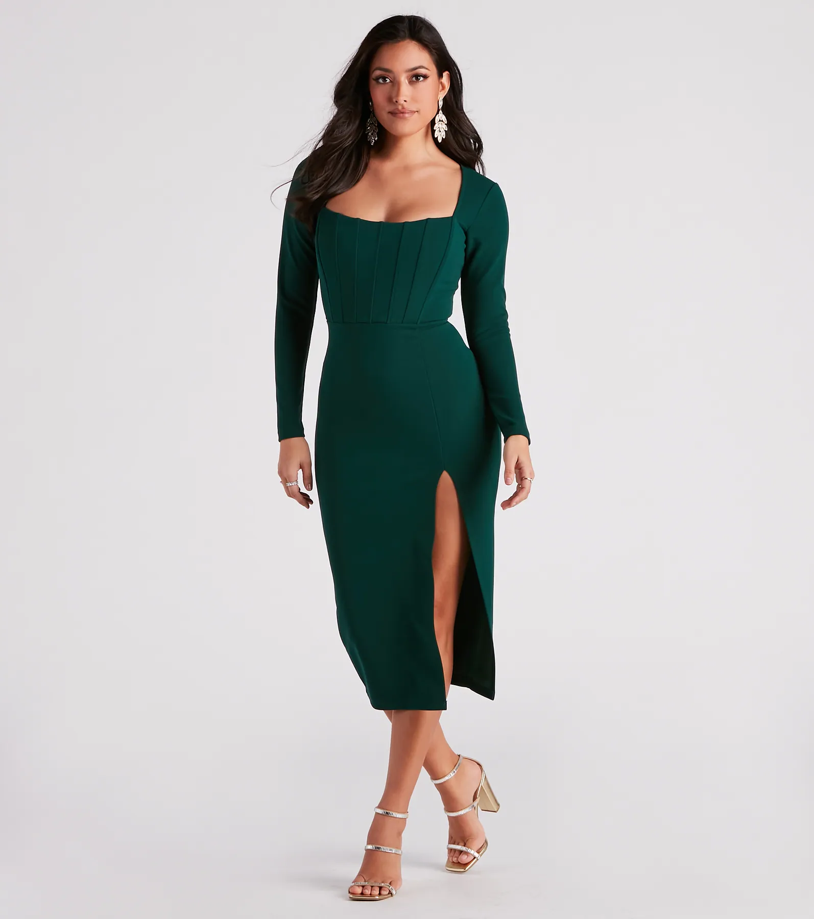 Murphy Long Sleeve Corset Midi Dress