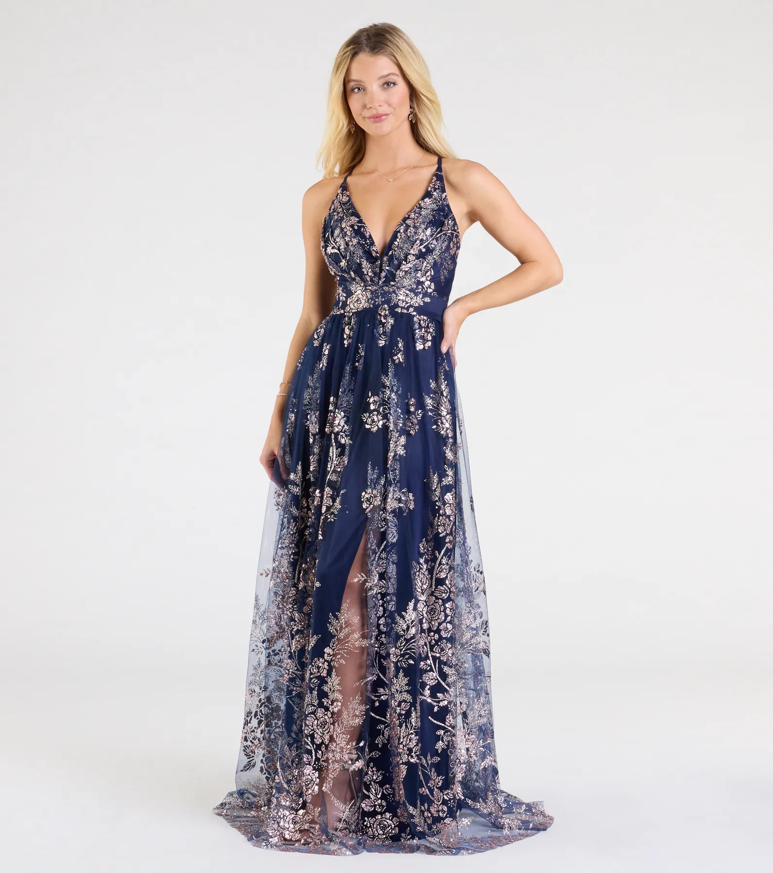 Ayva A-Line Glitter Sequin Tulle Formal Dress