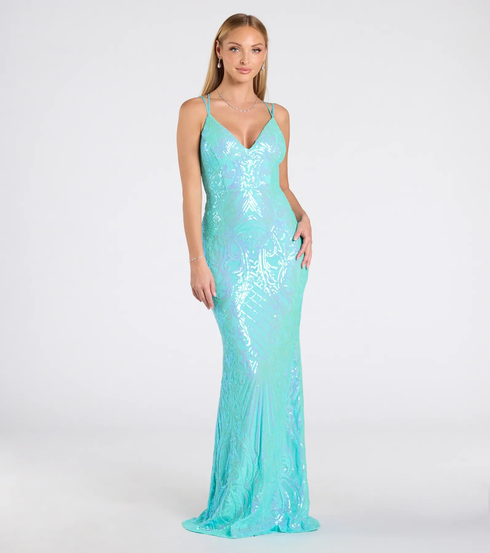 Liana Formal Sequin Scroll Mermaid Dress