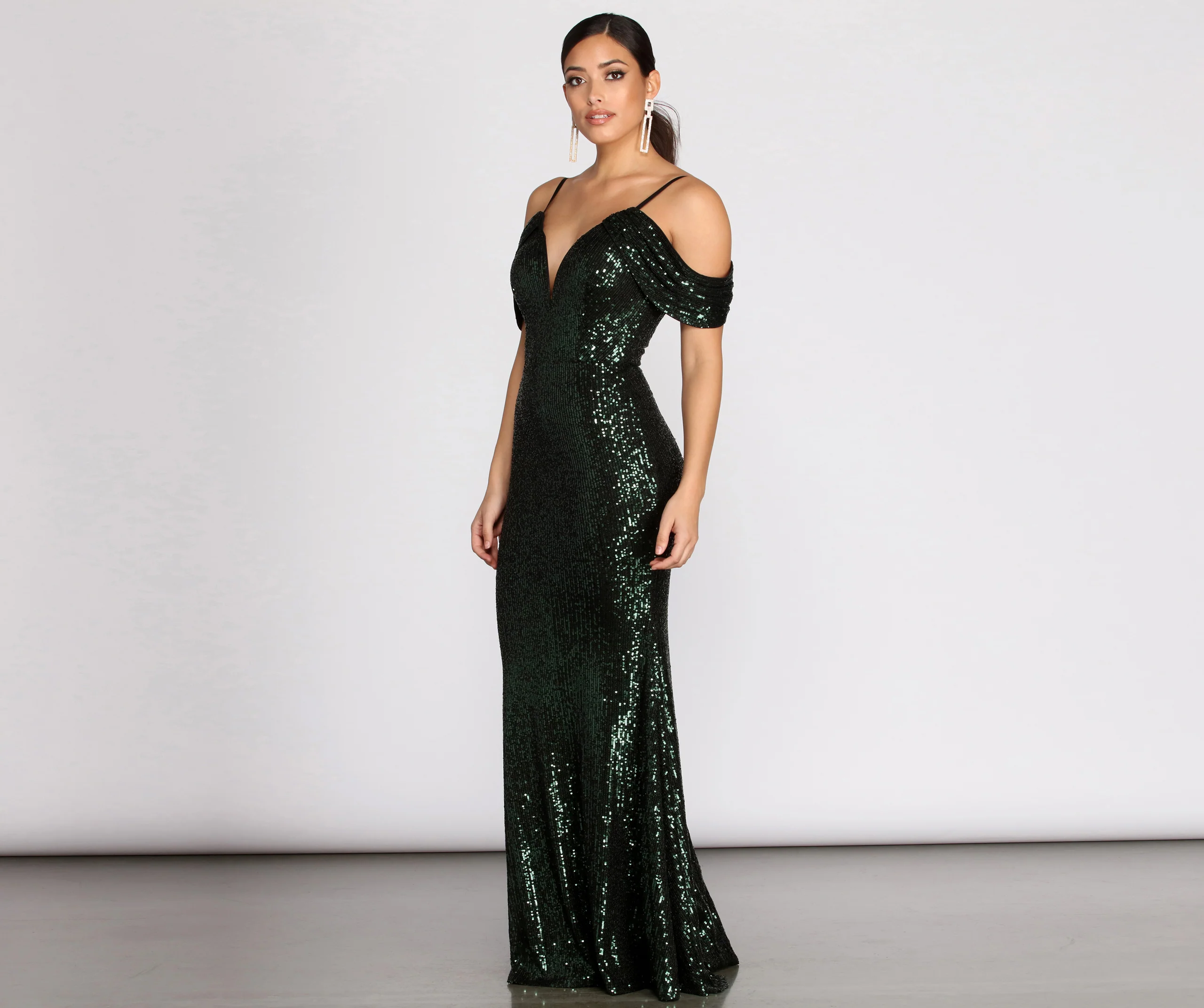 Jillian Deep V Sequin Dress