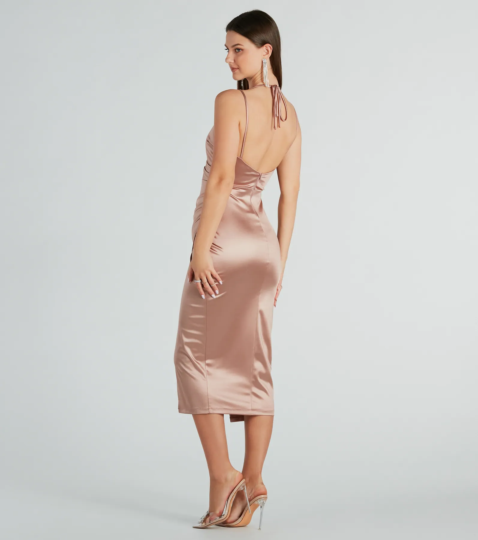 Amanda Wrap Satin Dress