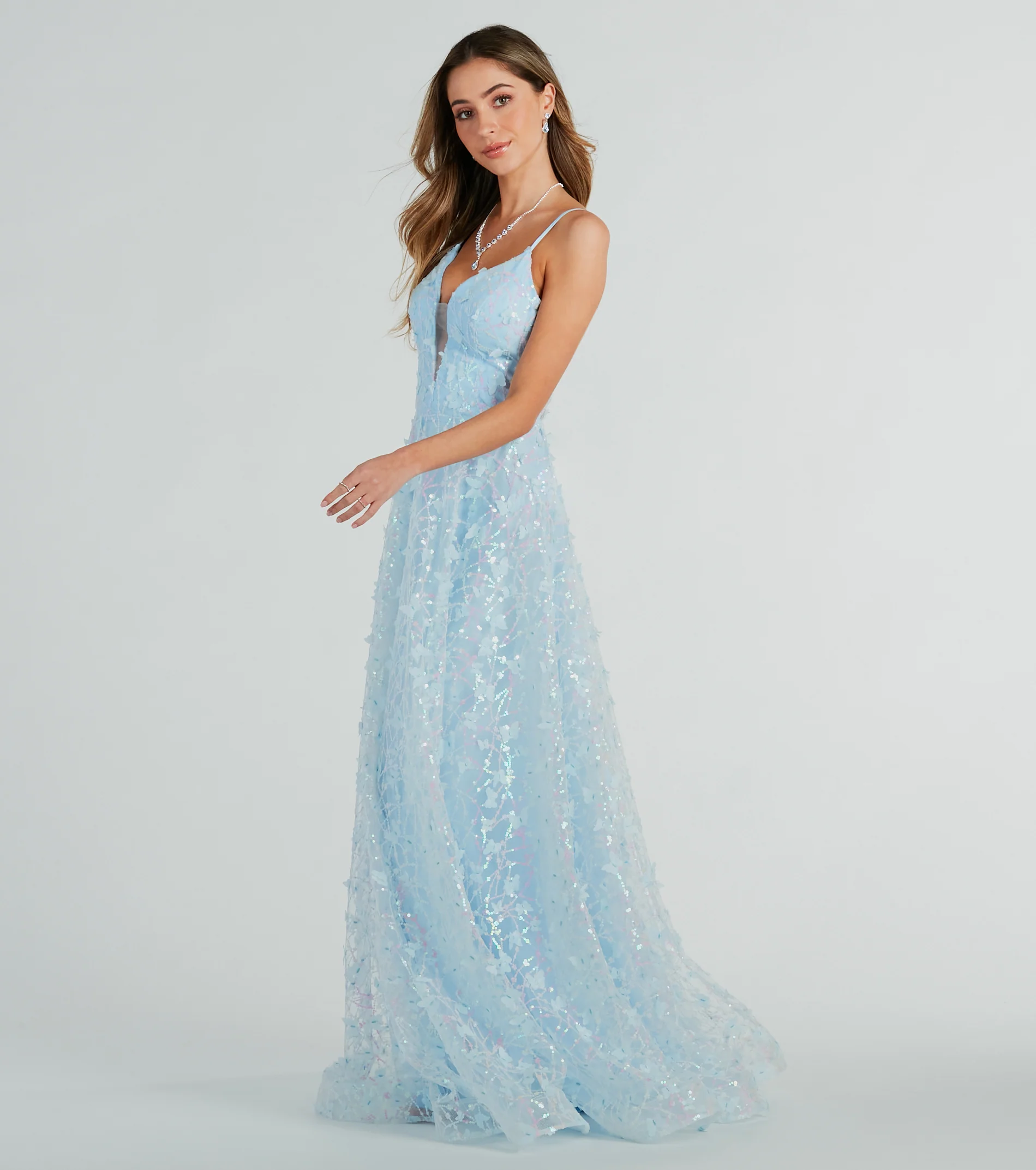 Kallie Butterfly Mesh A-Line Ball Gown