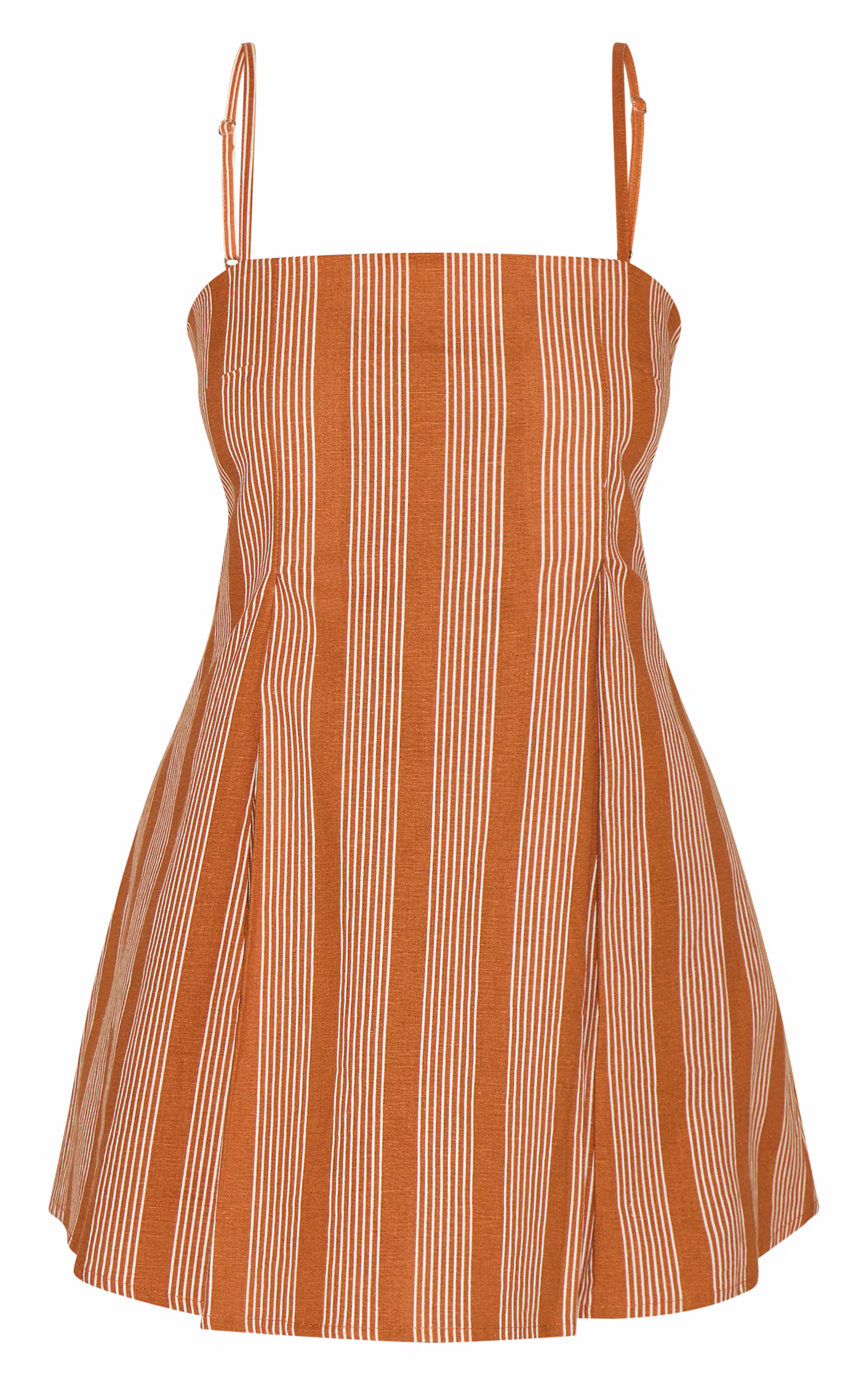 Rust Striped A-line Mini Dress