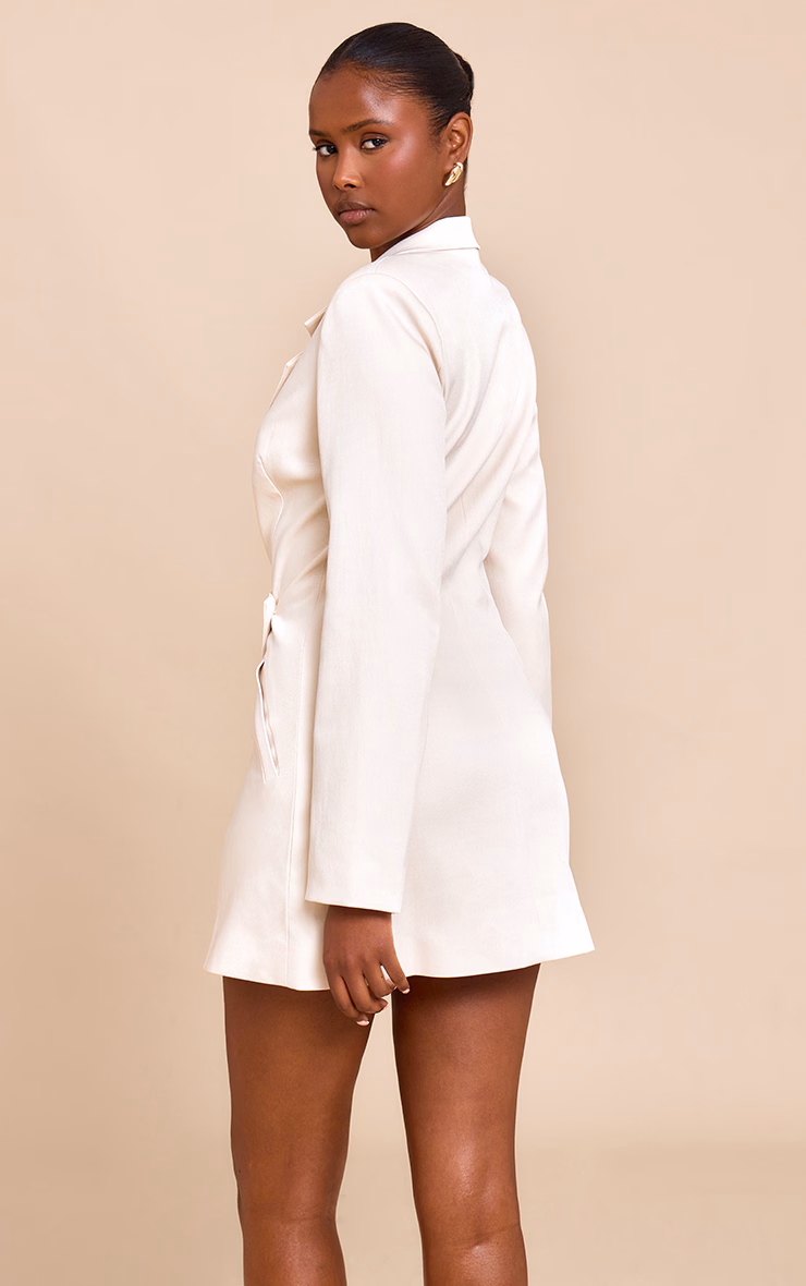 Cream Woven Wrap Skirt Blazer Dress