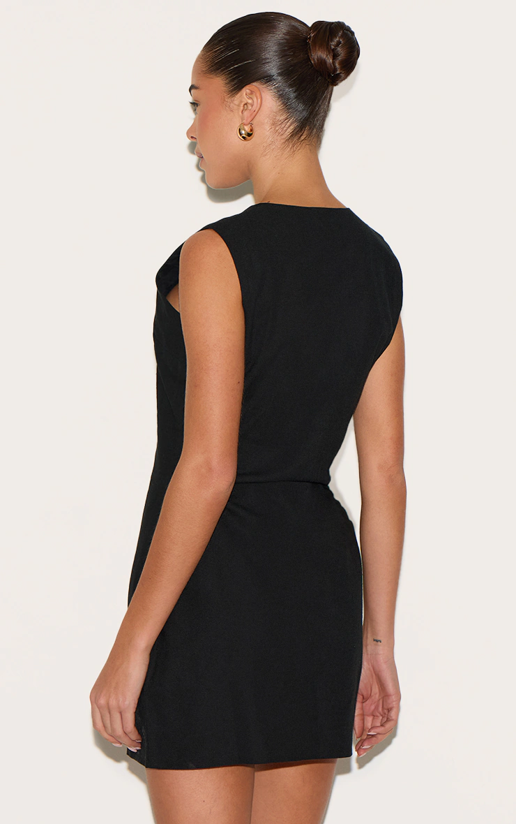 Black Button Down Bodycon Dress