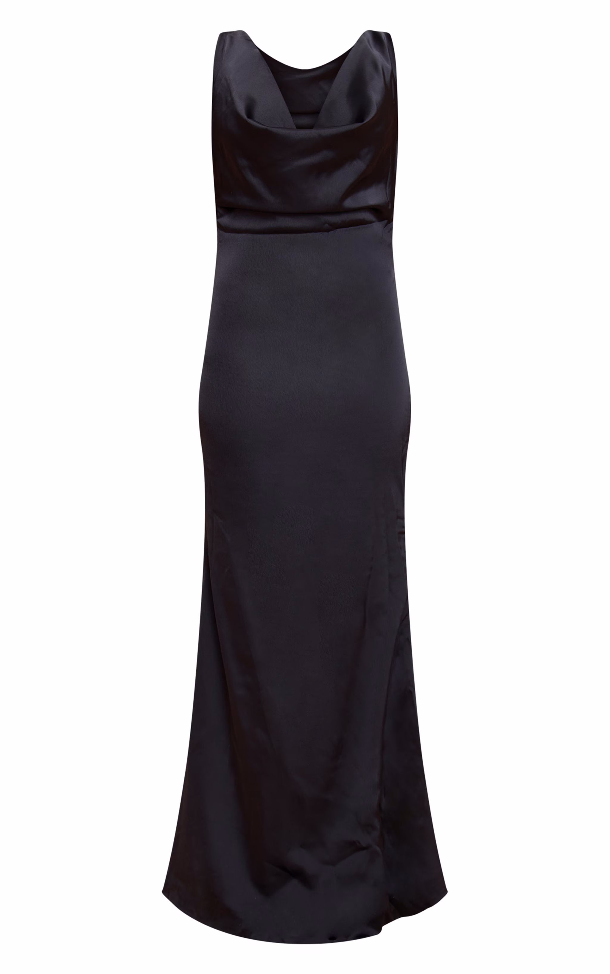 Black Bridesmaid Satin Cowl Neck Maxi Dress