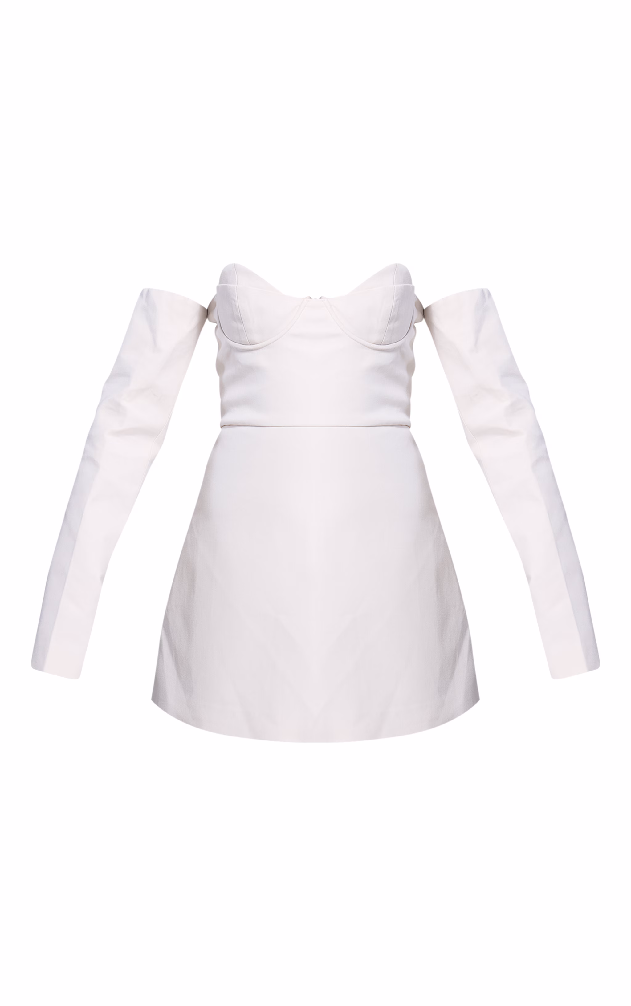 PLT Label Cream Bust Detail Tailored A-line Mini Dress