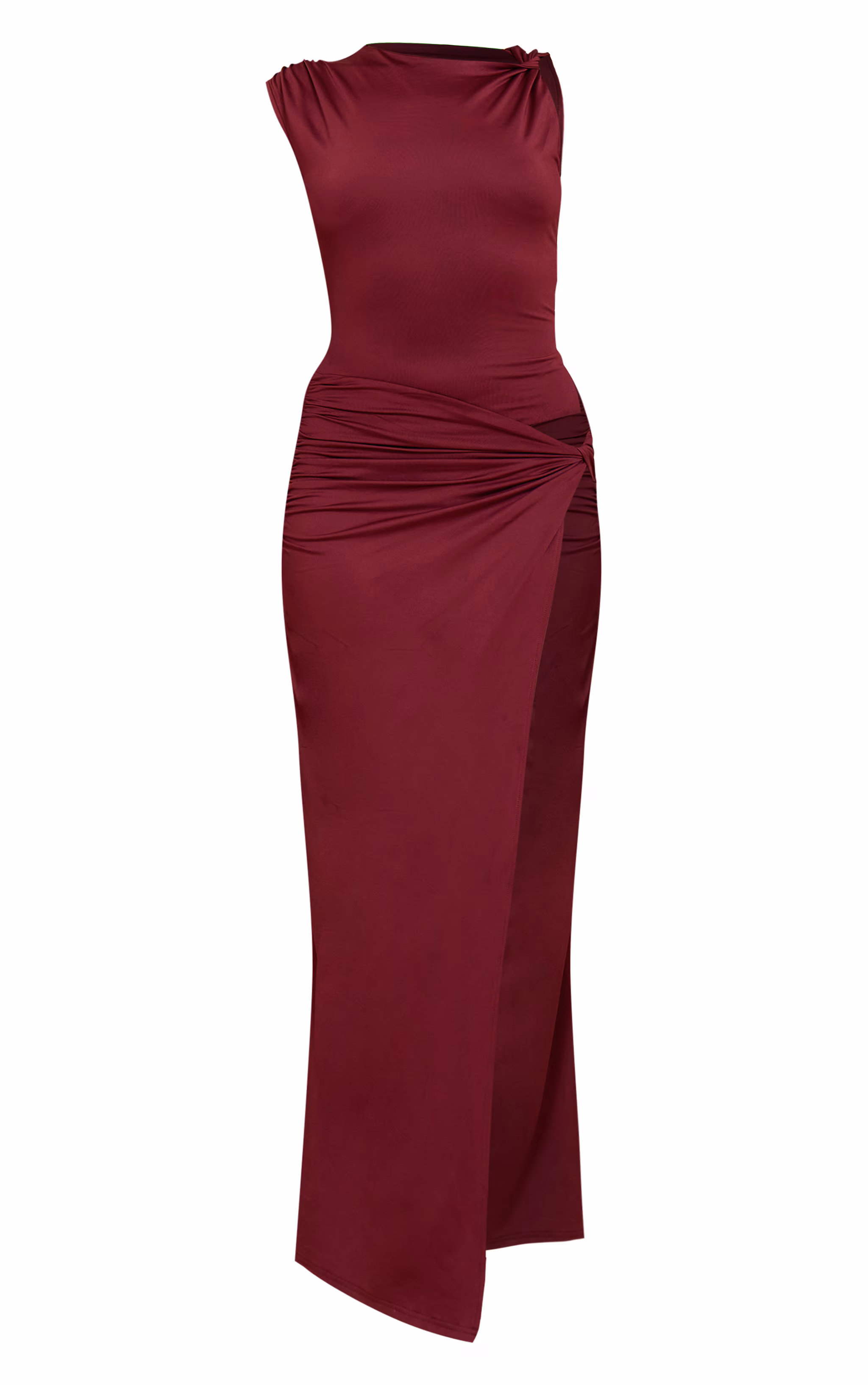 Dark Plum Ruched Cut Out Maxi Dress