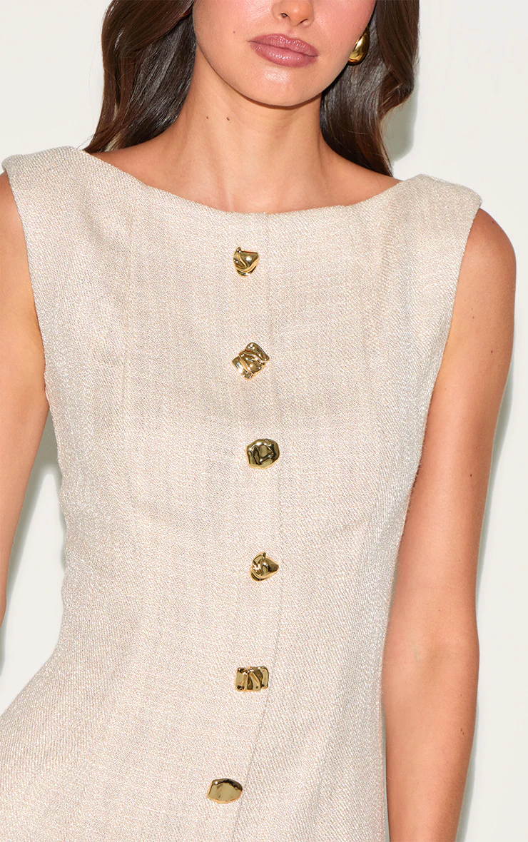 Stone Twill Button Down Bodycon Dress