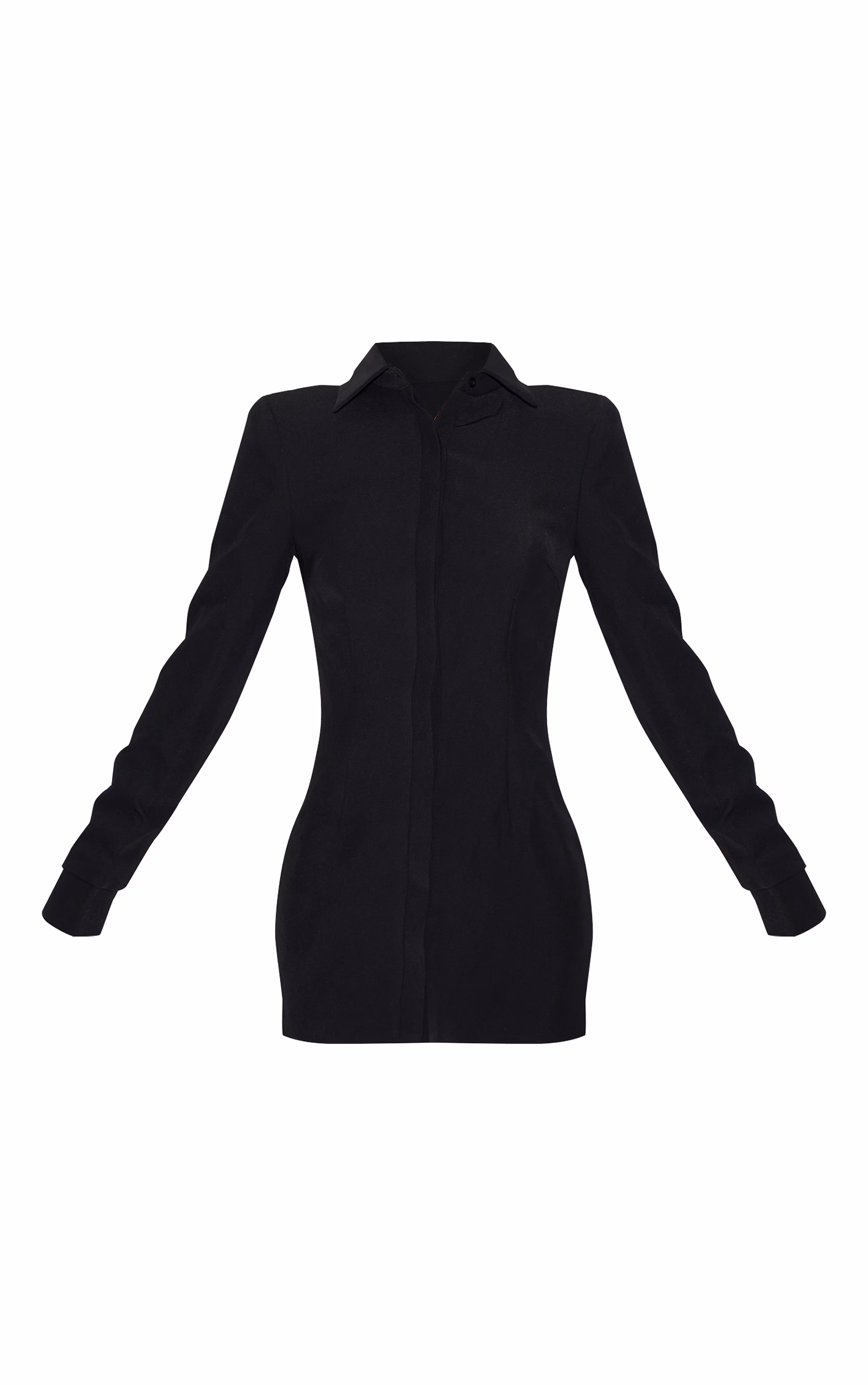 Black Woven Button Up Blazer Dress