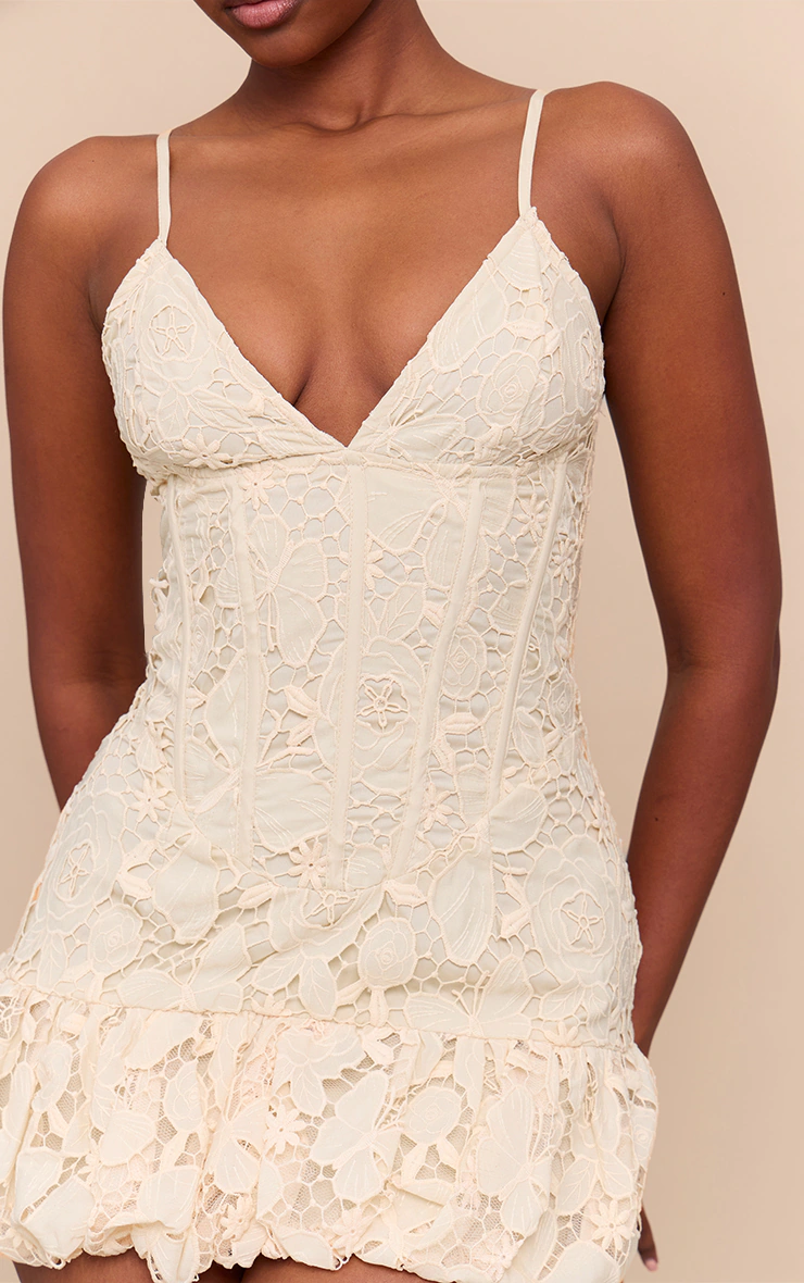 Butter Yellow Floral Cup Detail Extreme Puffball Hem Dress