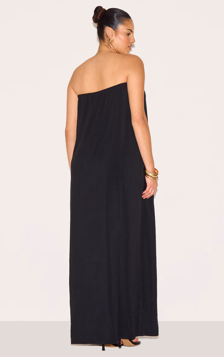 Plus Black Floaty Woven Bandeau Maxi Dress