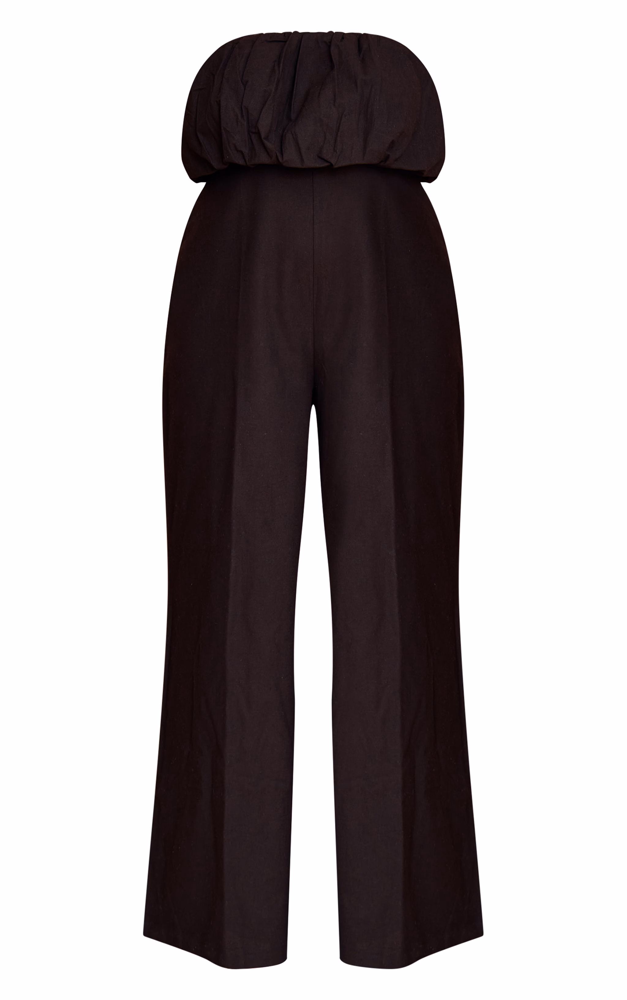 Plus Black Textured Puffball Bandeau Straight Leg Jumpsuit