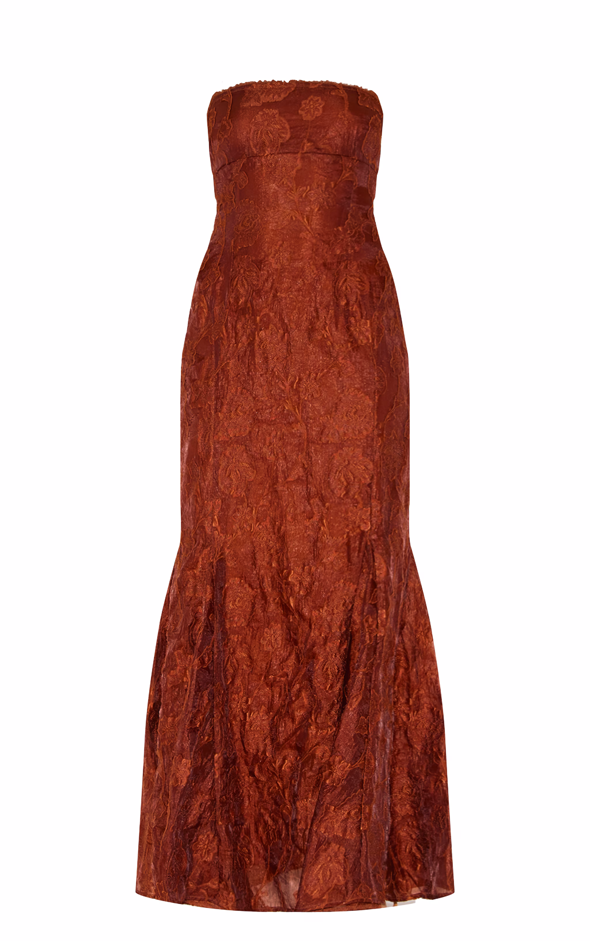 Chestnut Textured Lace Up Back Maxi Dress