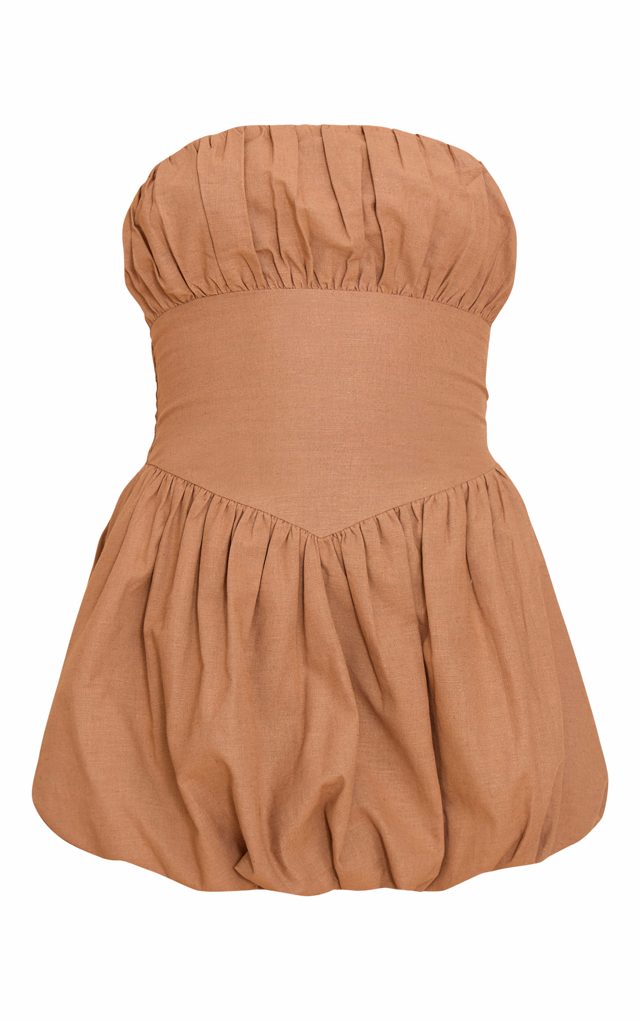Taupe Ruched Bust Shift Dress