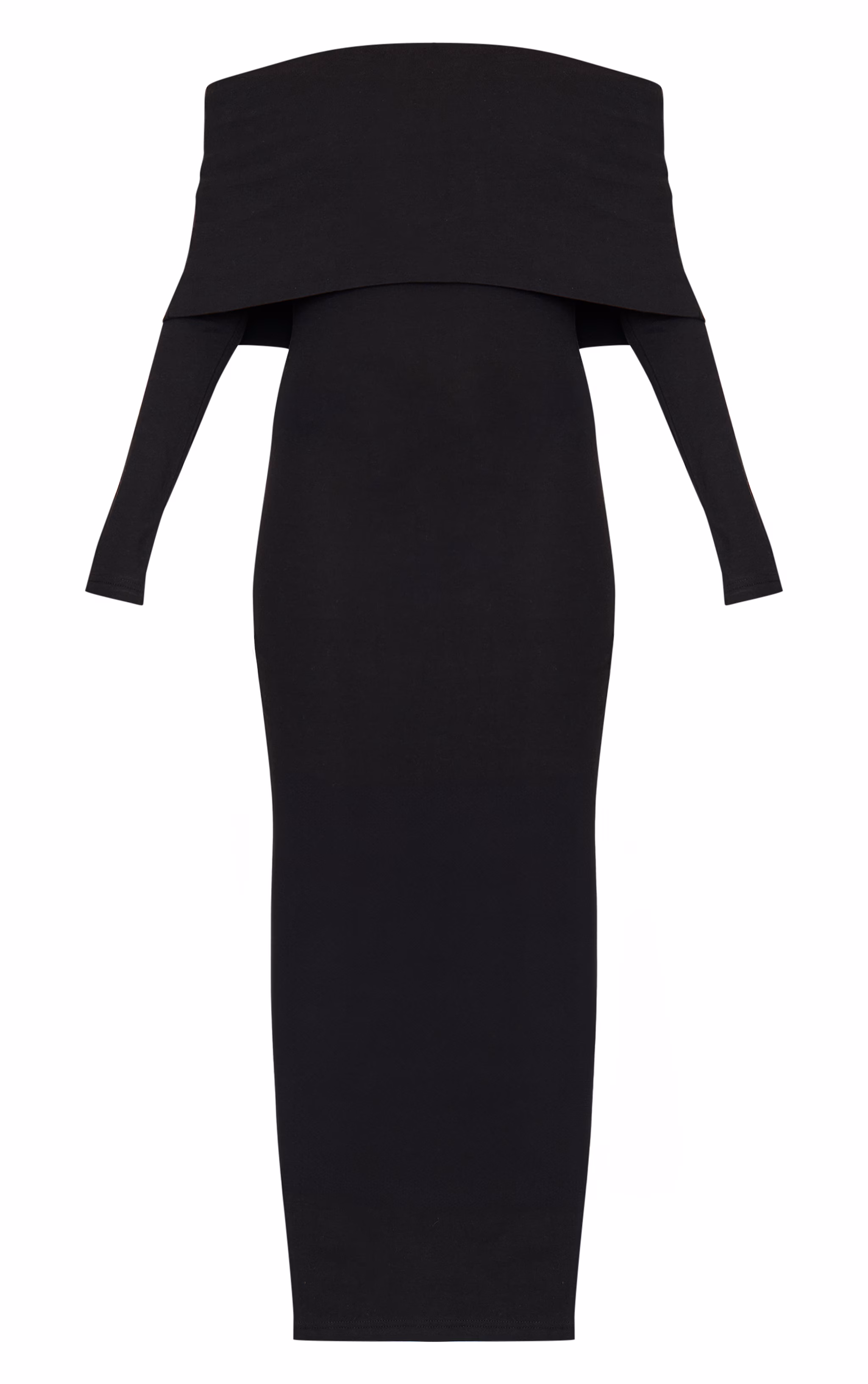 Black Cotton Super Oversized Bardot Maxi Dress