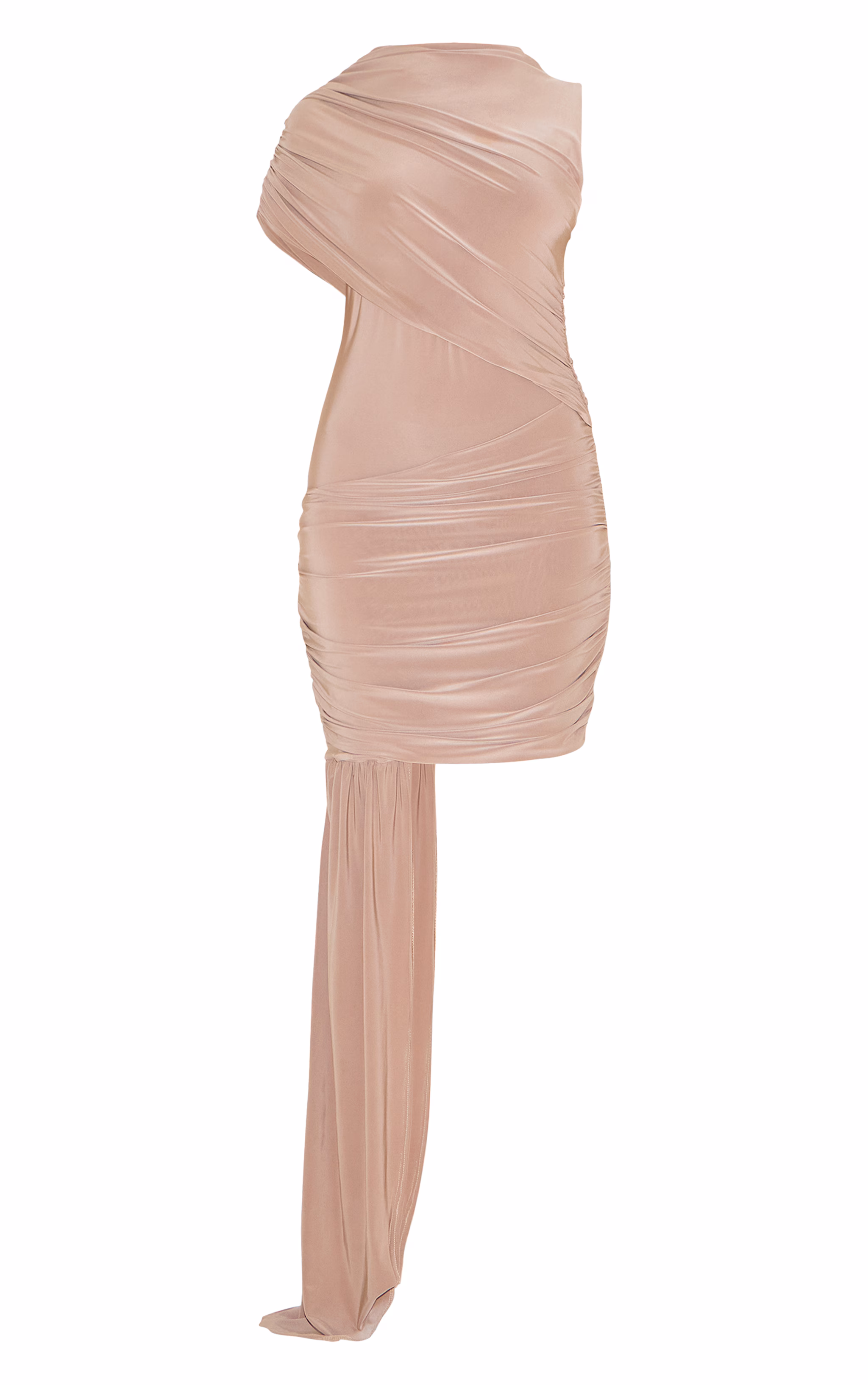 Petite Taupe Cut Out Front Asymmetric Maxi Dress