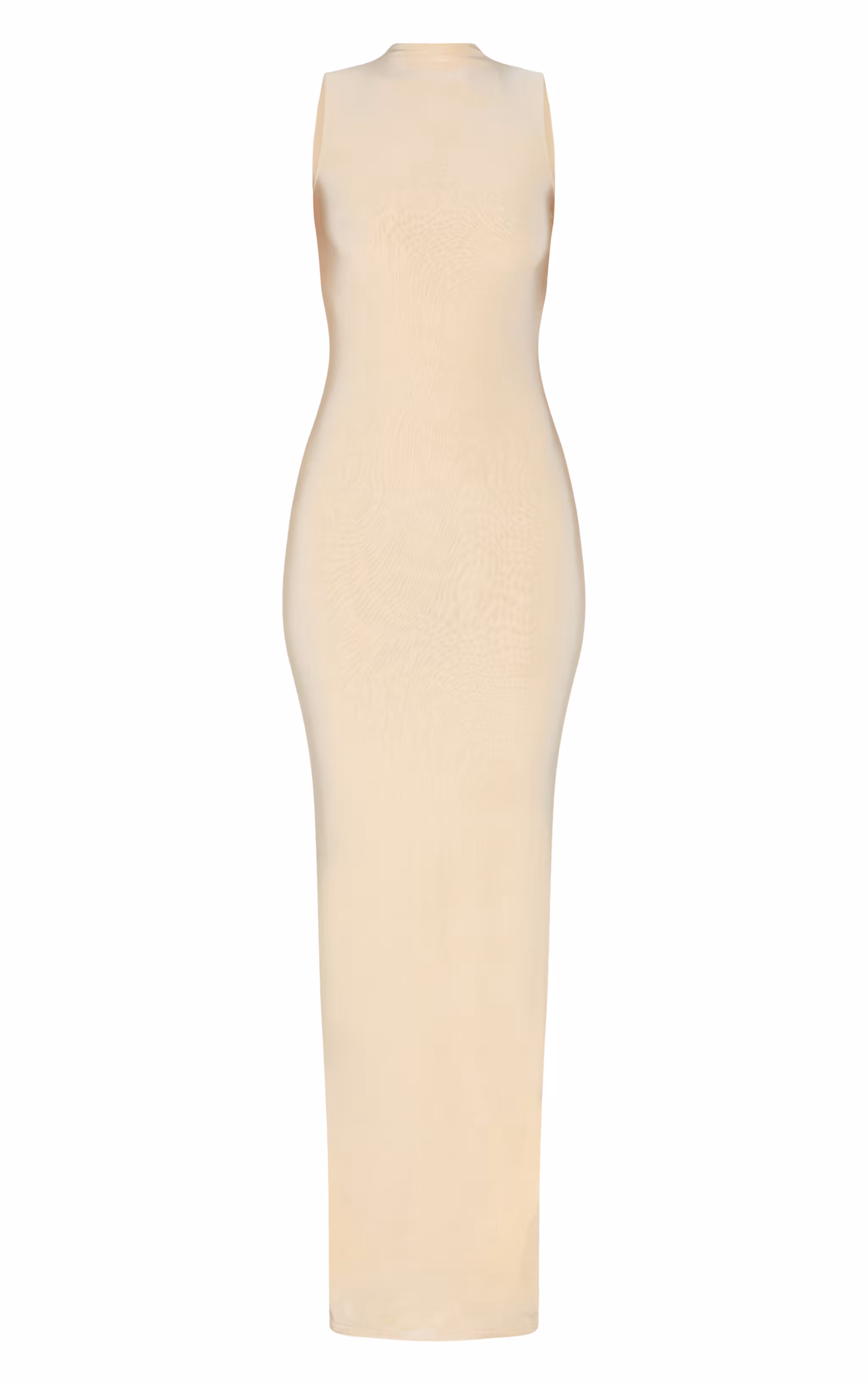 Tall Almond Double Layer High Neck Sleeveless Maxi Dress