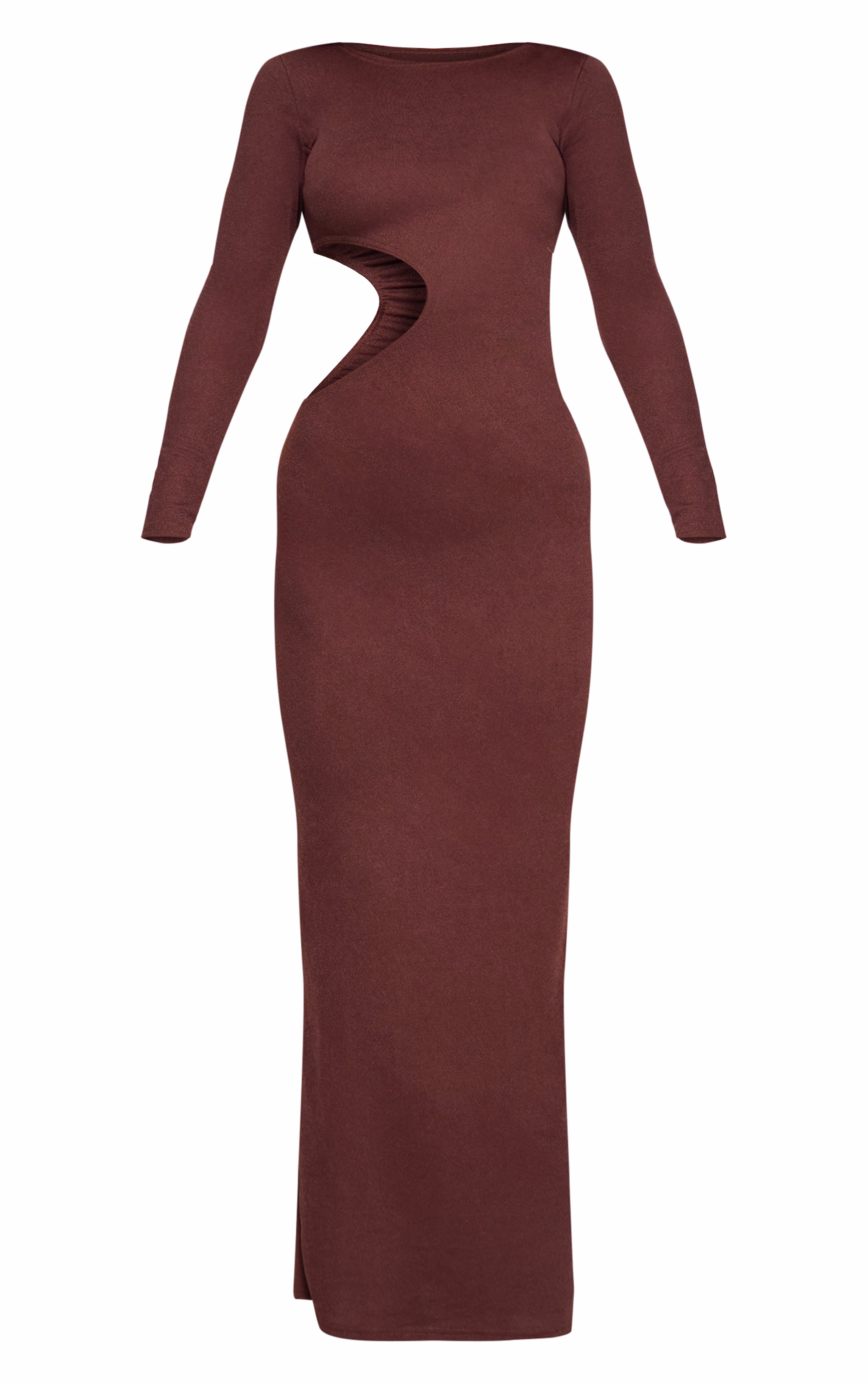 Chocolate  Long Sleeve Cut Out Maxi Dress