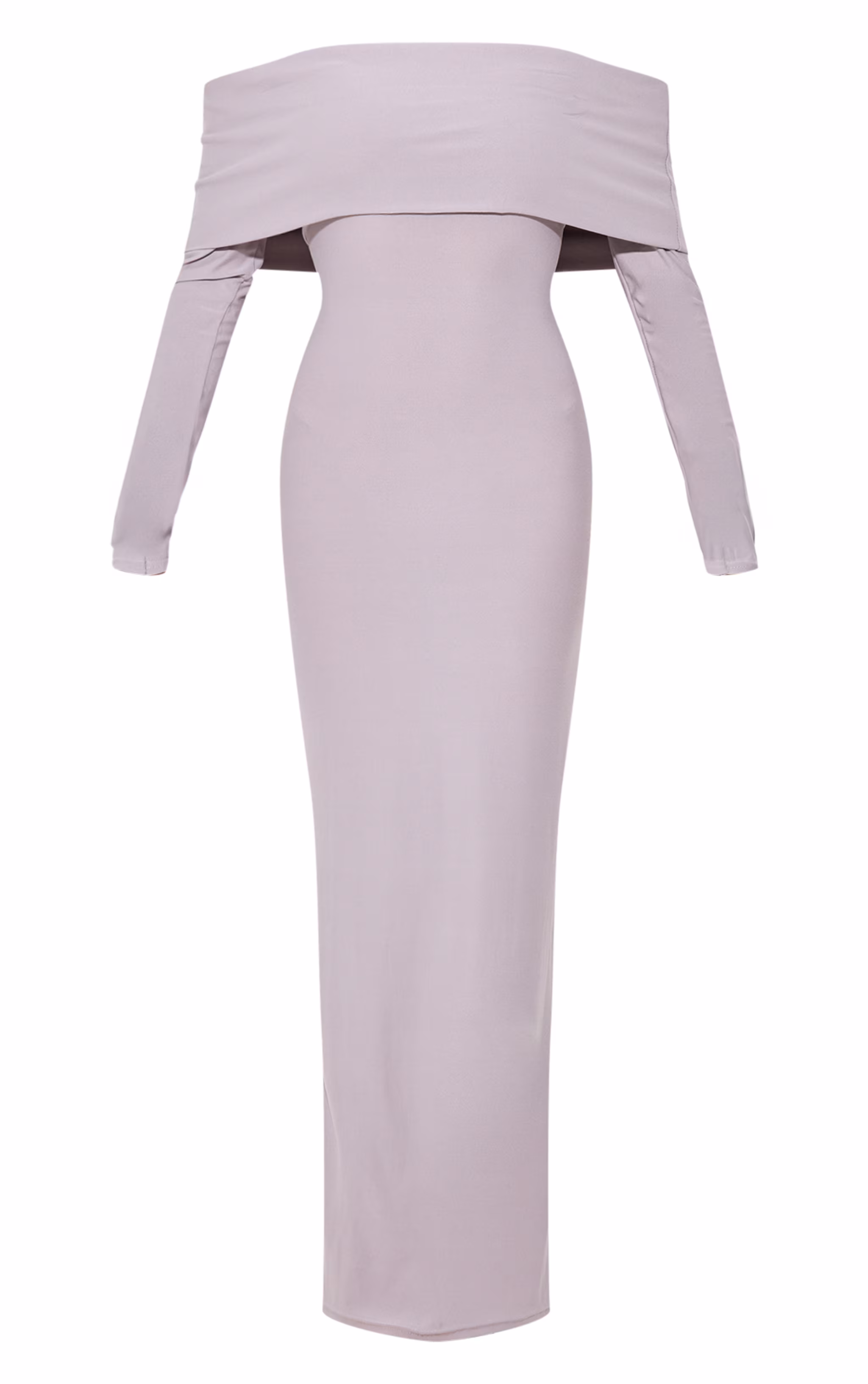 Light Grey Soft Touch Bardot Long Sleeve Maxi Dress
