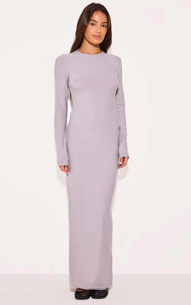 Light Grey Soft Touch Long Sleeve Maxi Dress