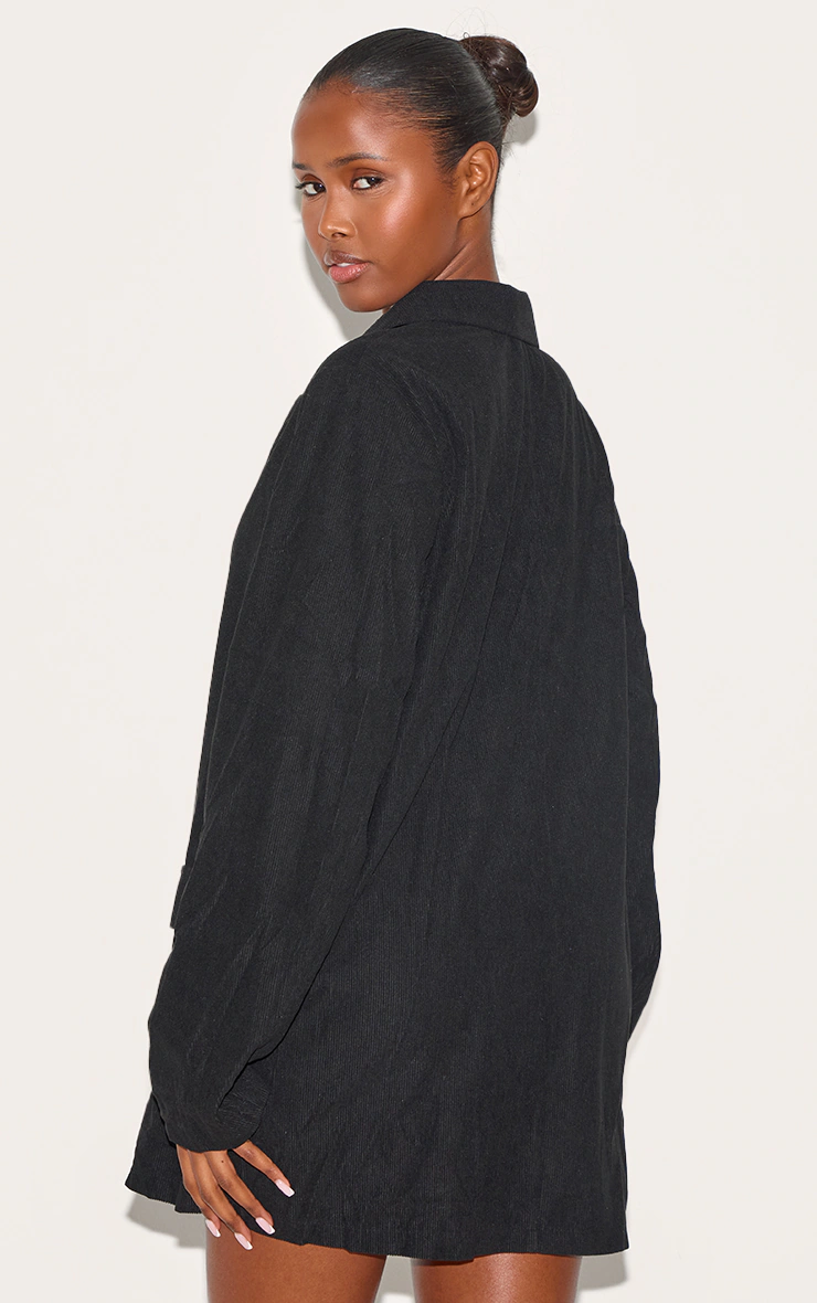 Black Cord Oversized Blazer Dress