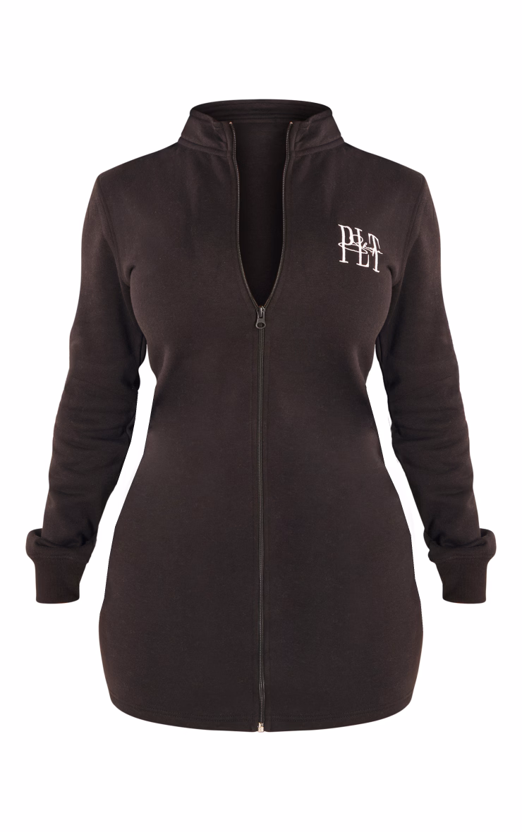 Shape Black Embroidered Zip Through Sweater Dress