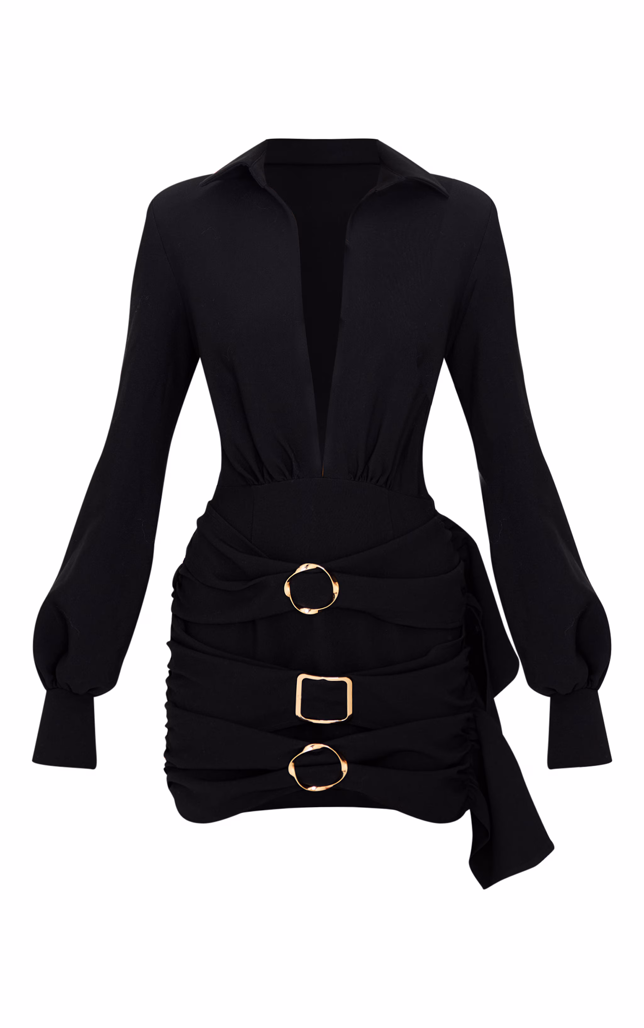 Black Belt Wrap Detail Mini Dress