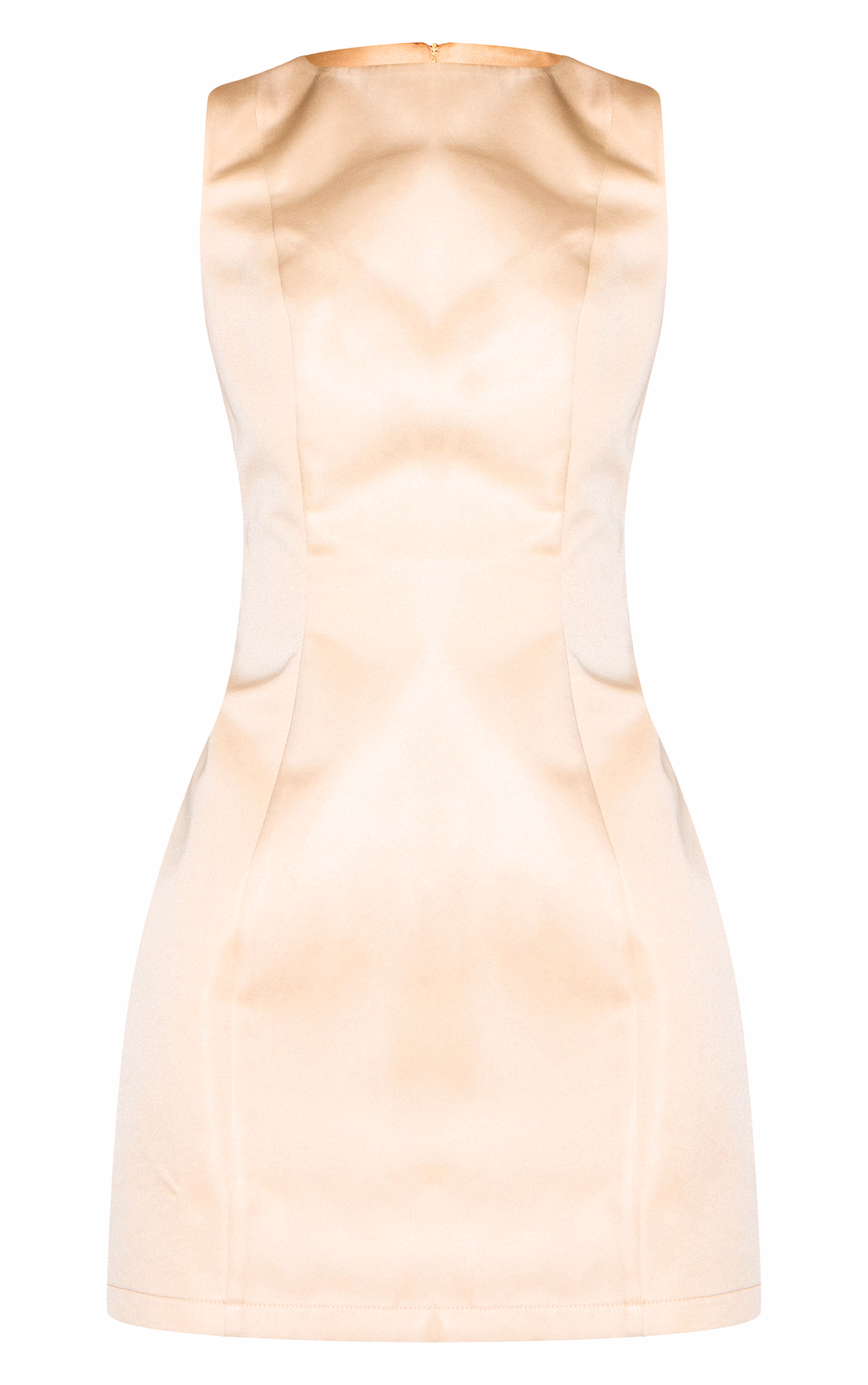 Almond Satin Boat Neck Mini Dress