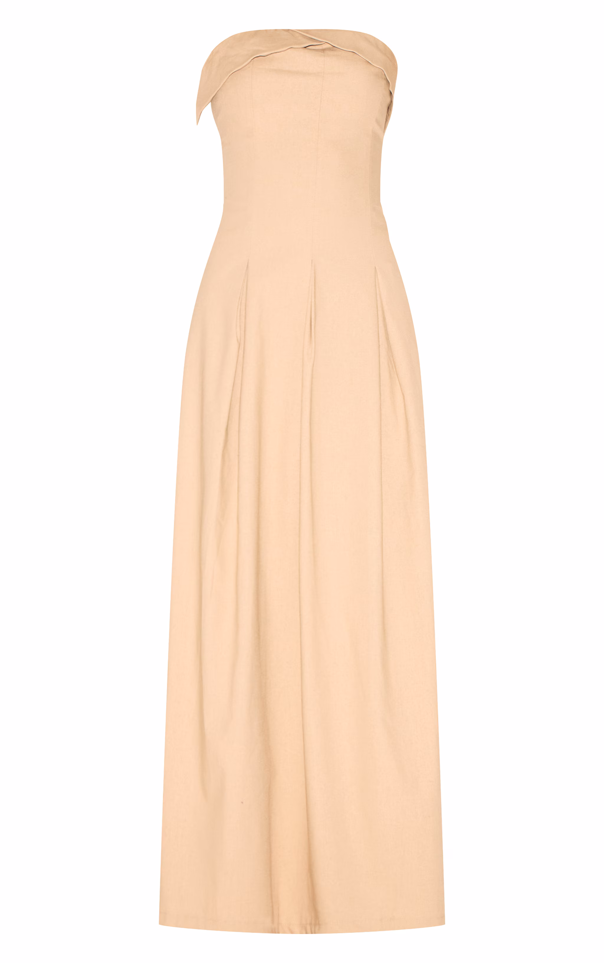 Natural Bandeau Pleated Midaxi Dress