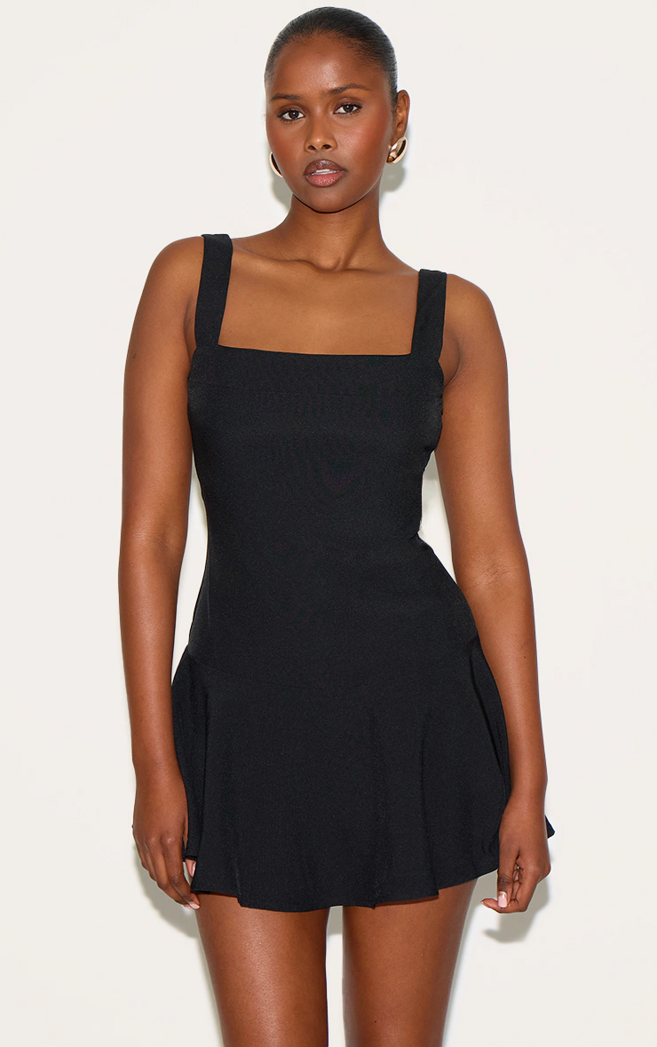 Black Tailored Woven Scoop Back Shift Dress