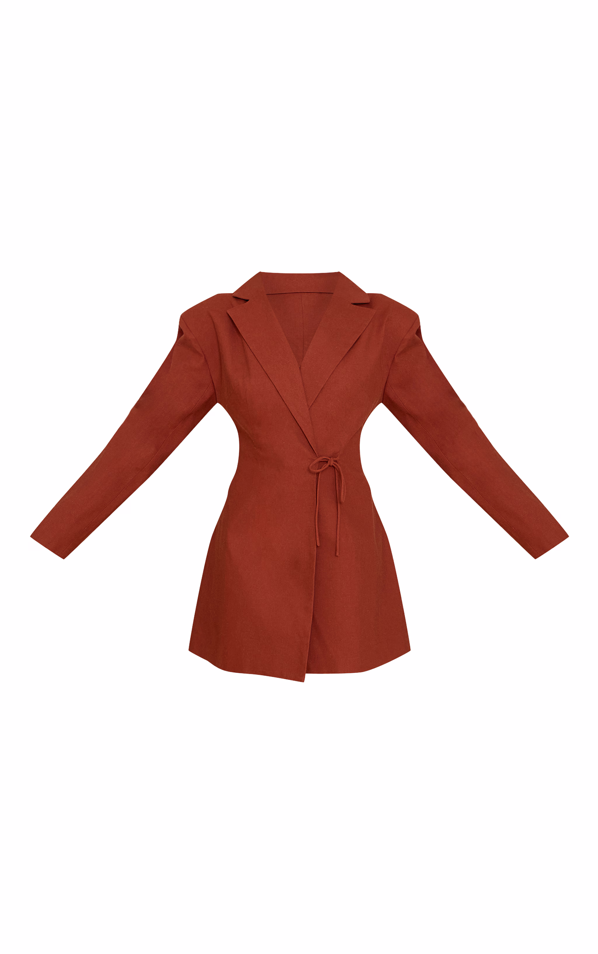 Rust Linen Blend Tie Detail Blazer Dress