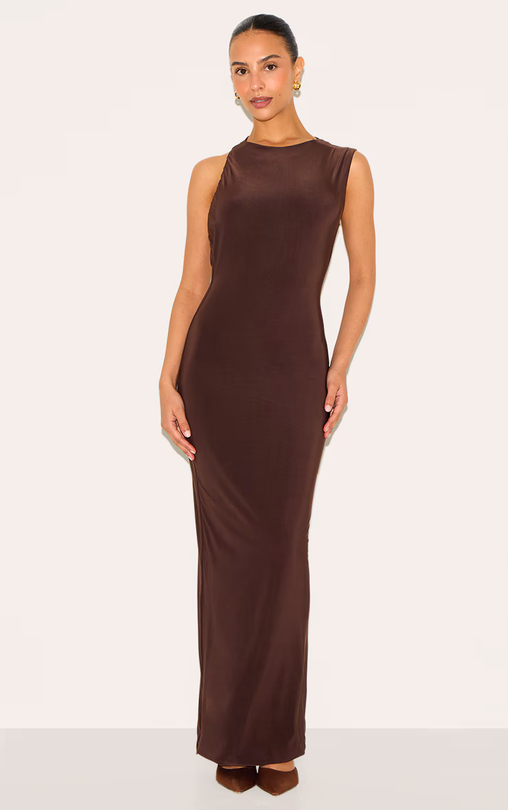 Petite Chocolate Cut Out Side Maxi Dress